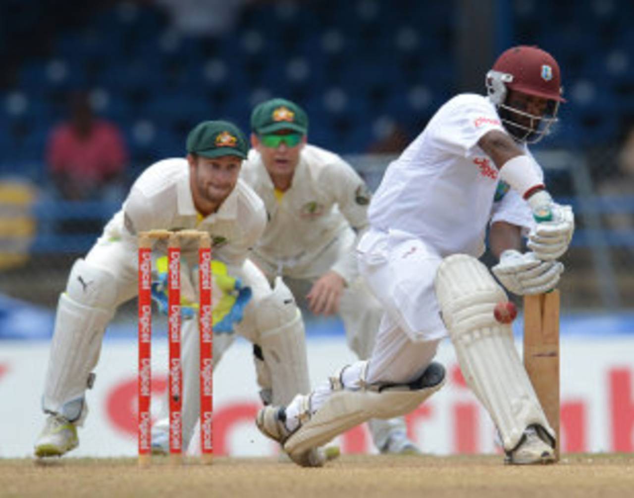 Narsingh Deonarine smothers the spin, West Indies v Australia, 2nd Test, Port-of-Spain, April 17, 2012