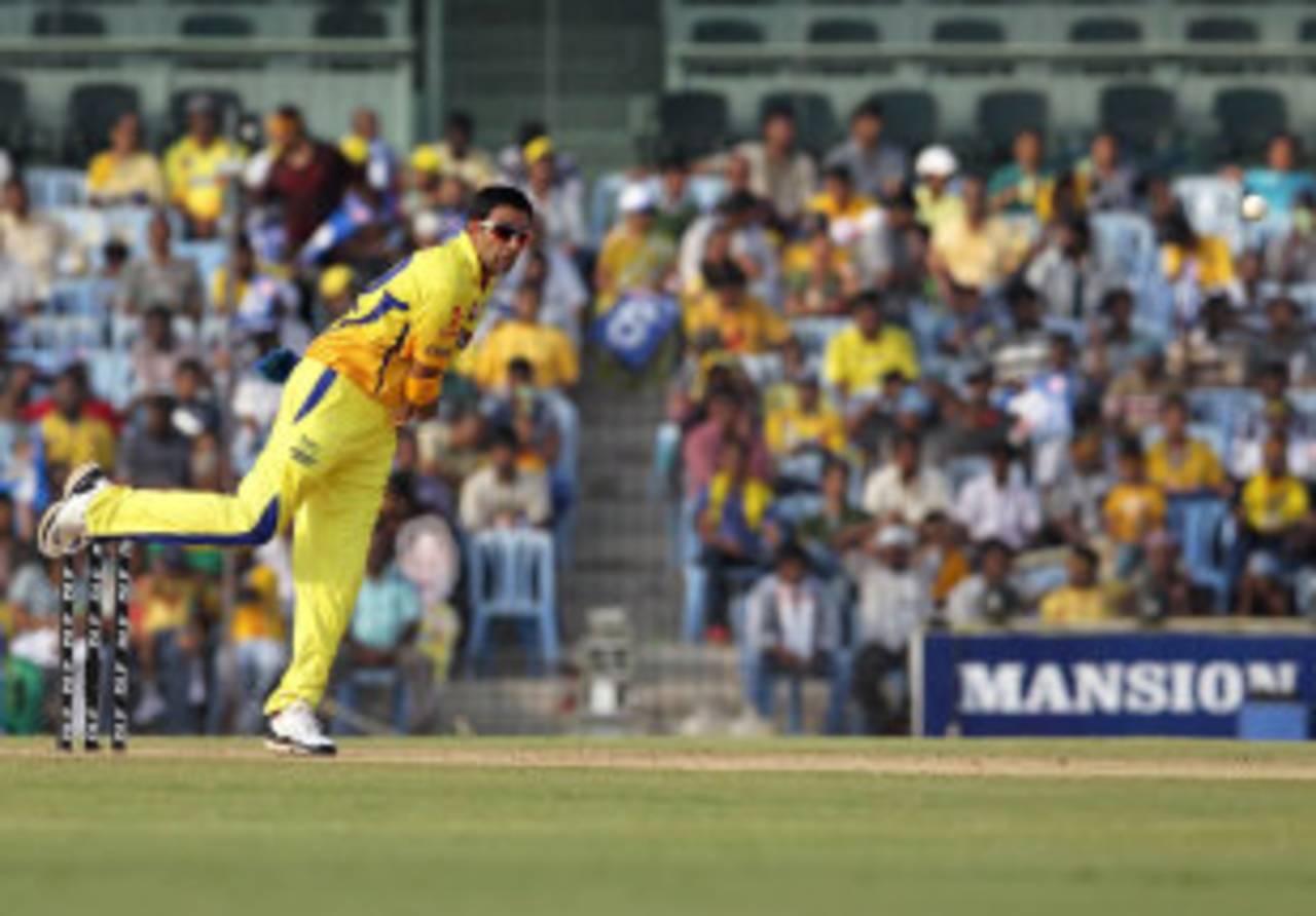 R Ashwin in his delivery stride, Chennai Super Kings v Rajasthan Royals, IPL 2012, Chennai, April 21, 2012