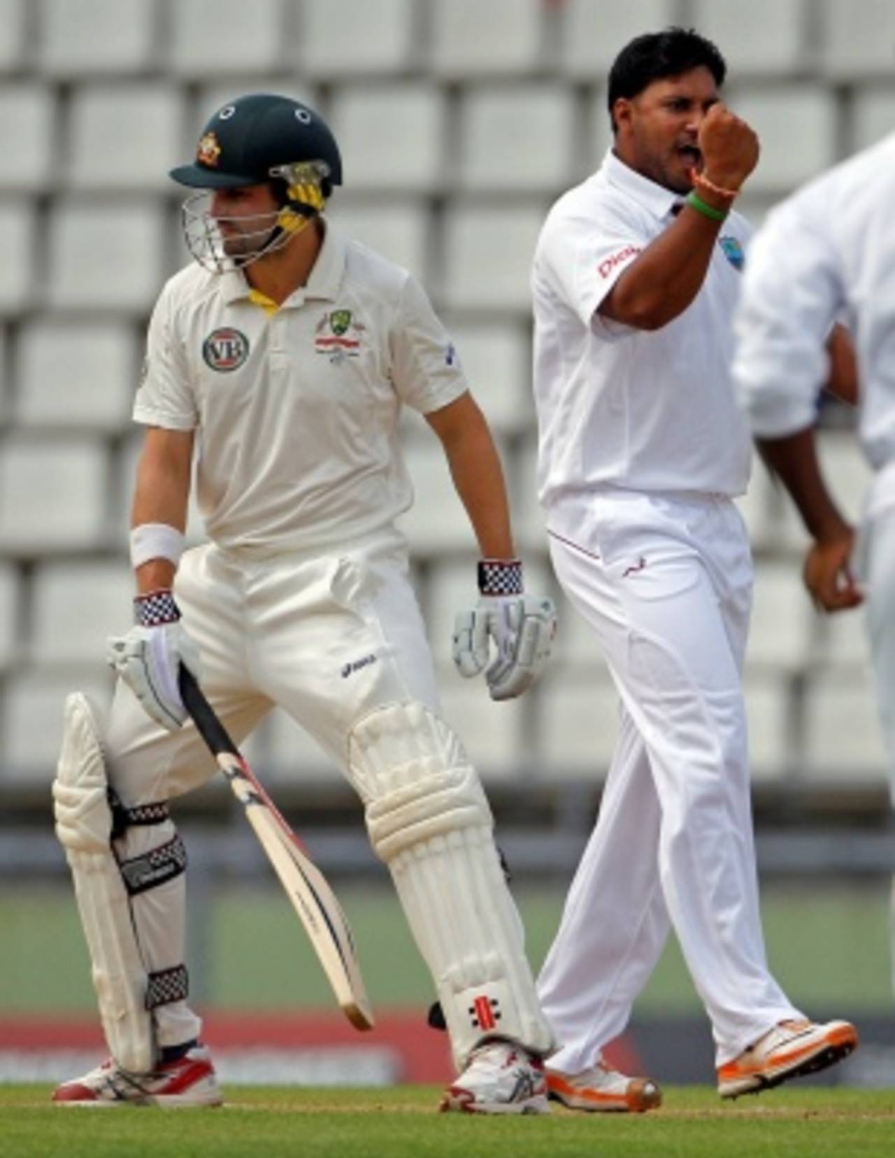 Ravi Rampaul celebrates having Ed Cowan lbw, West Indies v Australia, 3rd Test, Roseau, 1st day, April 23, 2012