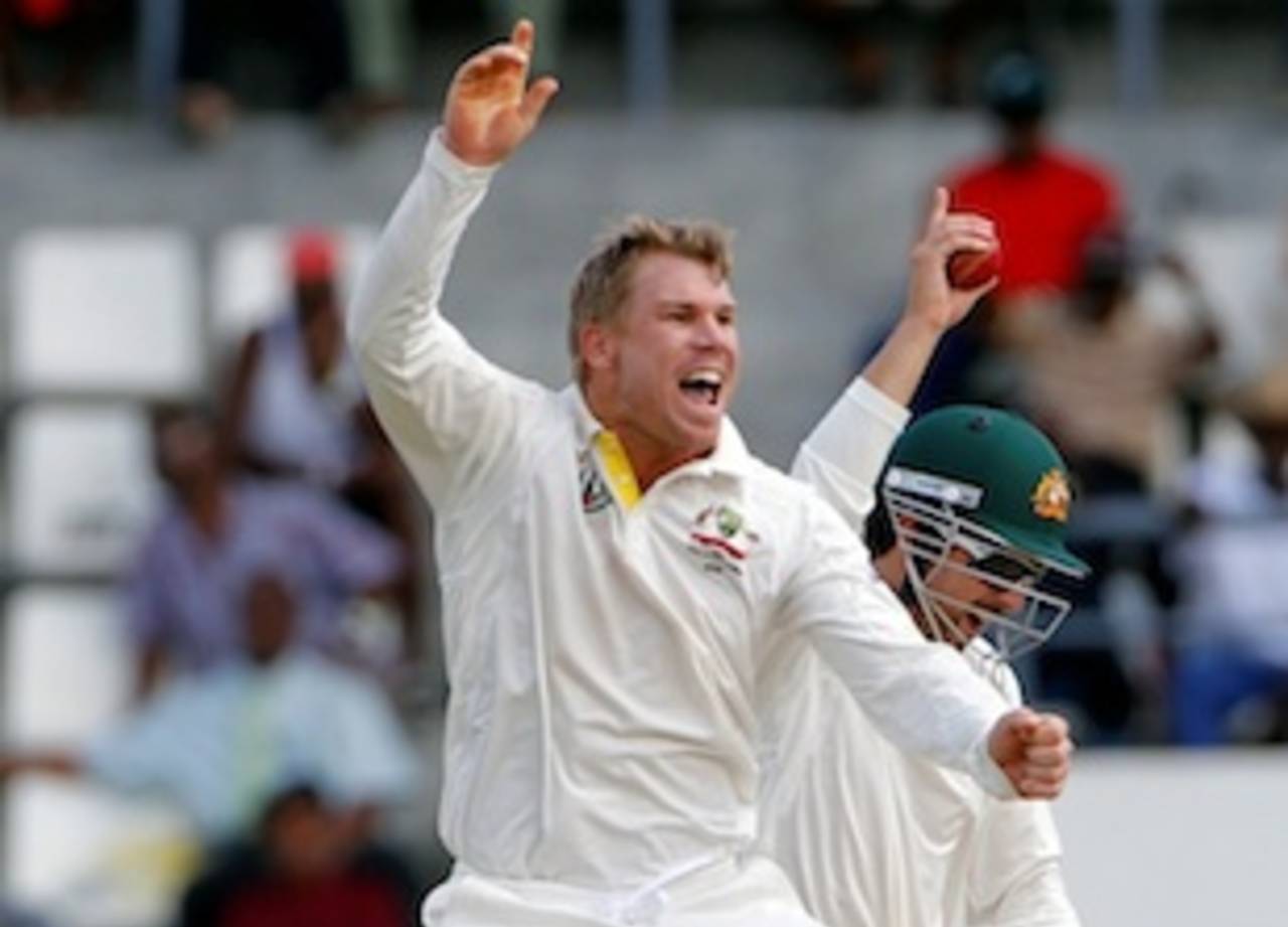 David Warner picked up his first Test wickets in the Caribbean&nbsp;&nbsp;&bull;&nbsp;&nbsp;Associated Press