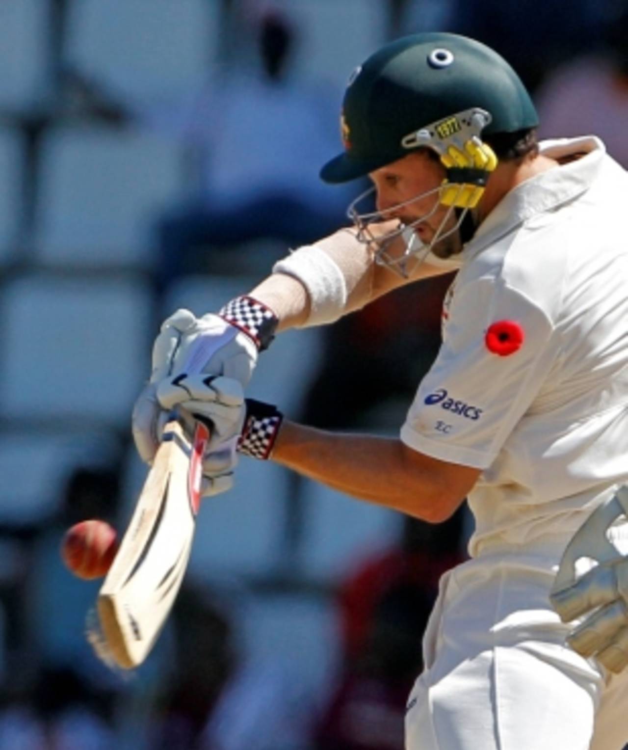 Ed Cowan watches the ball closely, West Indies v Australia, 3rd Test, Roseau, 3rd day, April 25, 2012