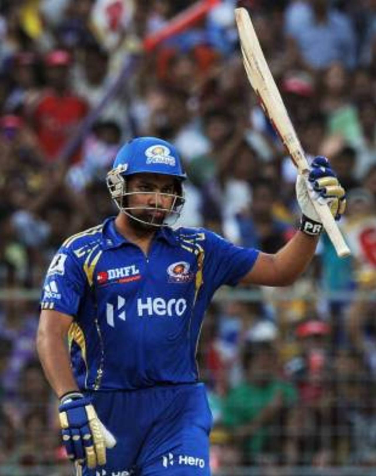 Rohit Sharma celebrates his maiden IPL ton, Kolkata Knight Riders v Mumbai Indians, IPL, Kolkata, May 12, 2012