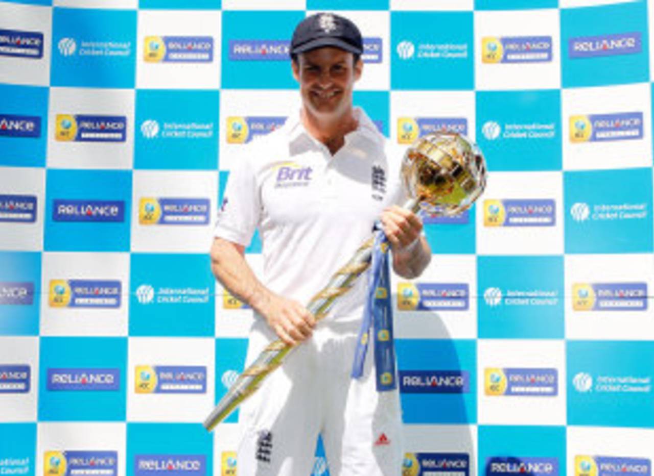 Andrew Strauss was presented with the Test mace for the No. 1 team, Lord's, May 16, 2012