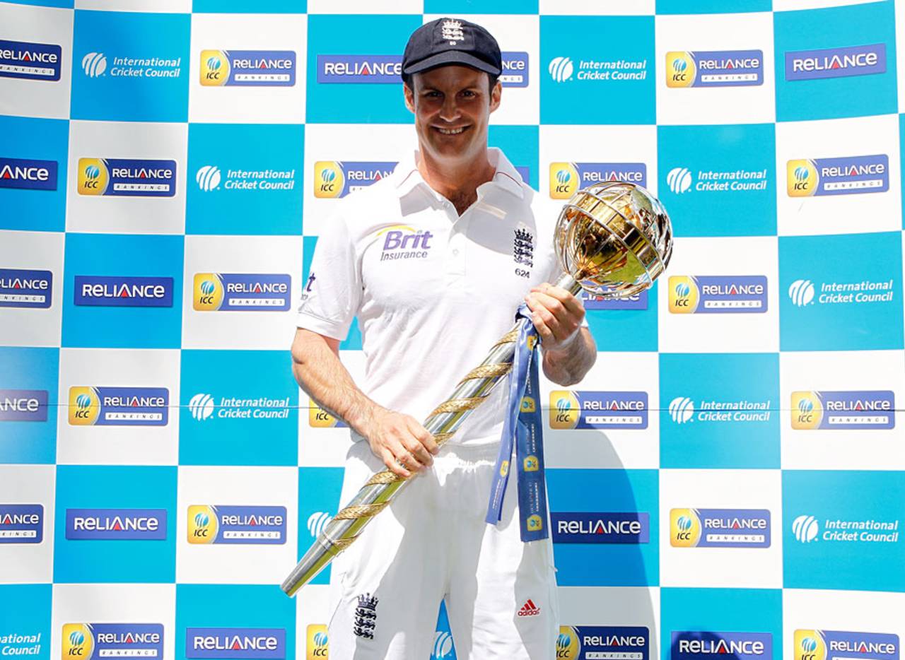 Andrew Strauss was presented with the Test mace for the No. 1 team, Lord's, May 16, 2012