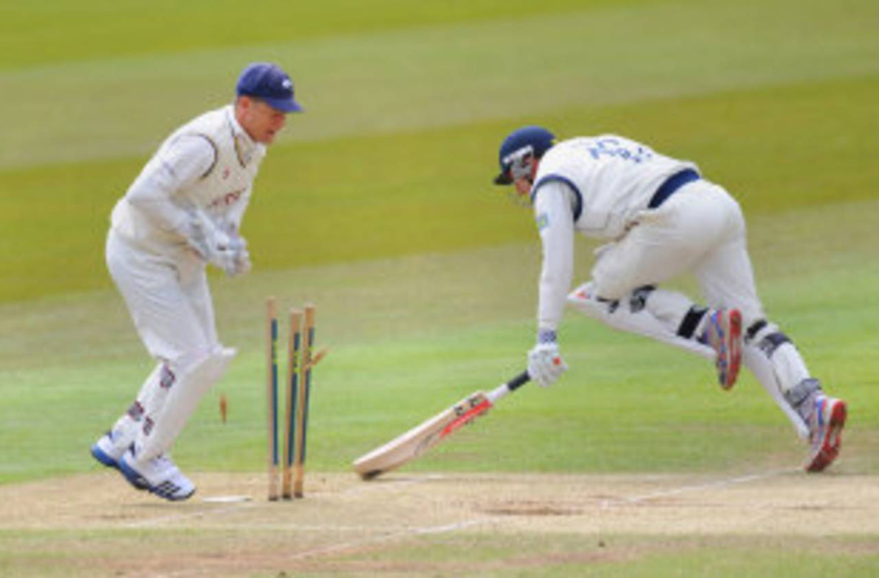 Gerard Brophy makes a stumping during one of a handful of first-team appearances for Yorkshire this season&nbsp;&nbsp;&bull;&nbsp;&nbsp;PA Photos