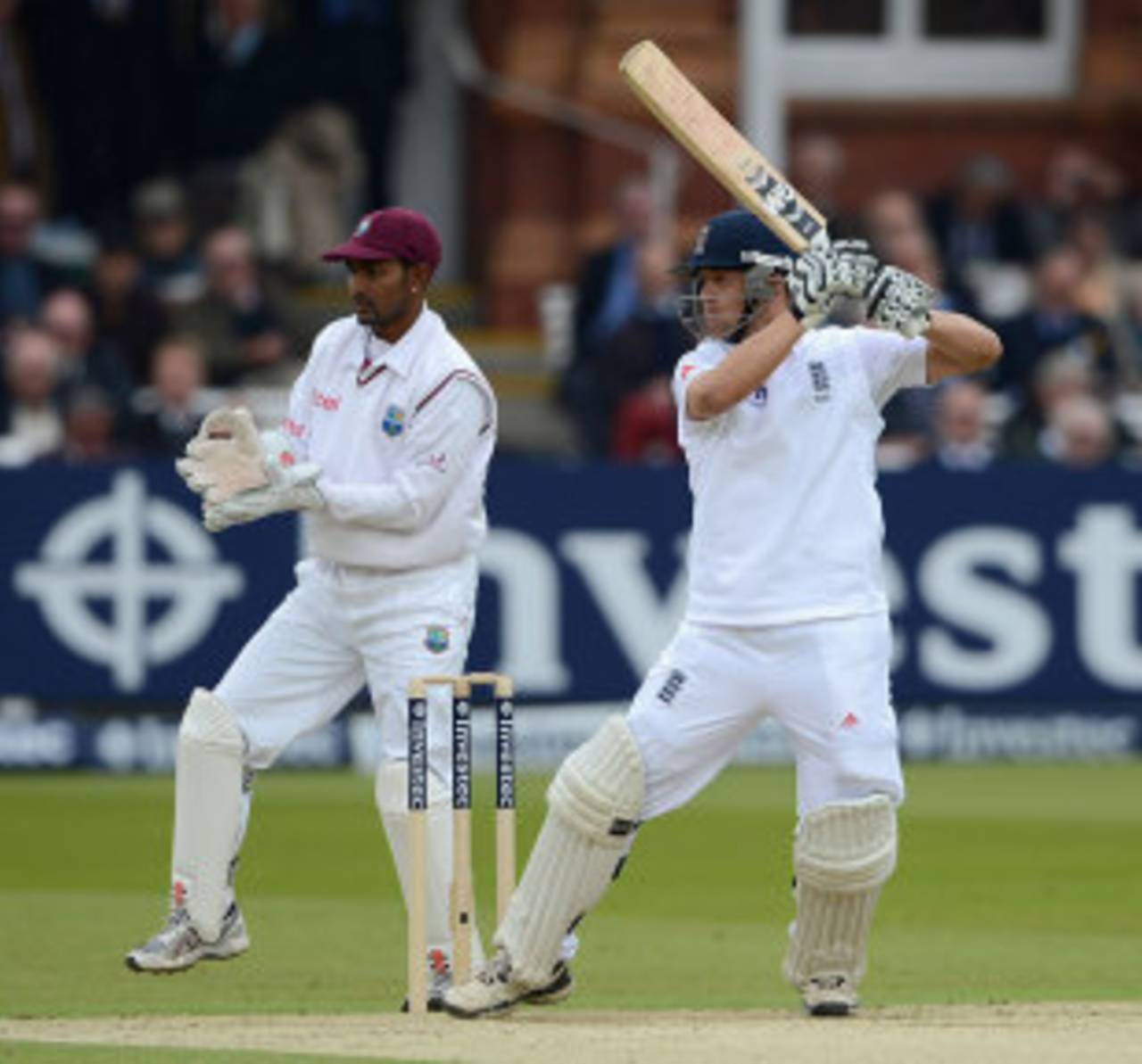 Jonathan Trott eased to a half century, England v West Indies, 1st Test, Lord's, 2nd day, May 18, 2012