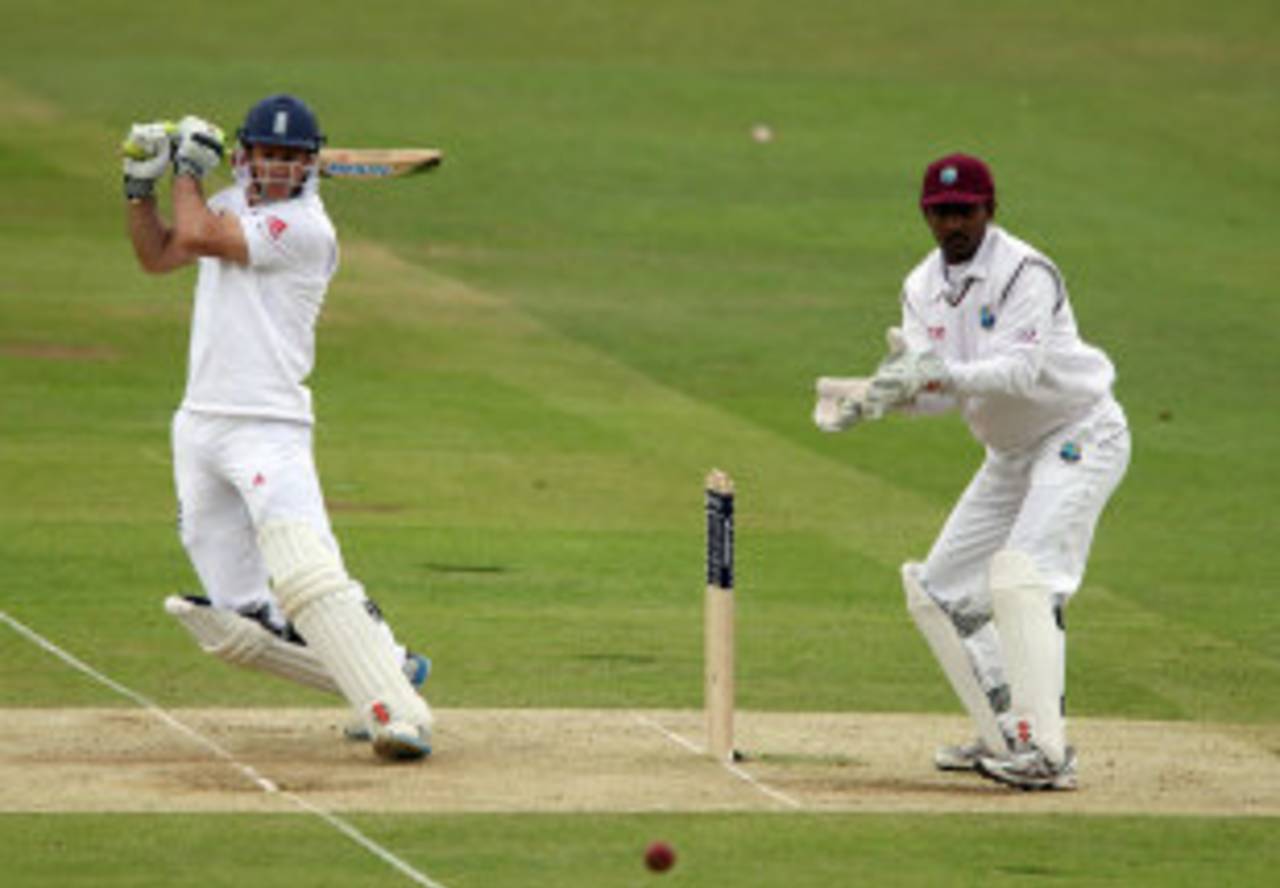 Andrew Strauss finds the gap in the off side, England v West Indies, 1st Test, Lord's, 2nd day, May 18, 2012