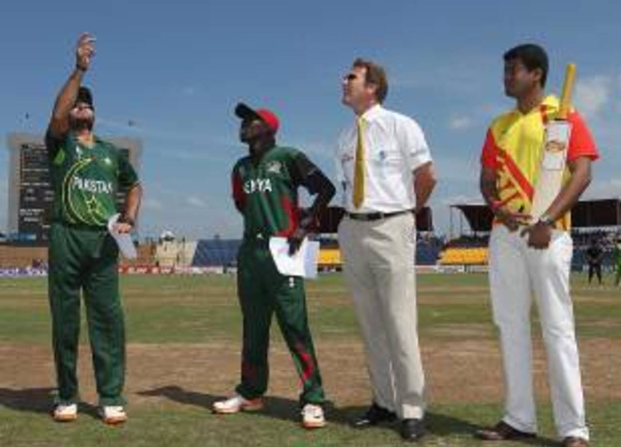 Shahid Afridi and Jimmy Kamande at the toss, Kenya v Pakistan, Group A, World Cup, Hambantota, February 23, 2011