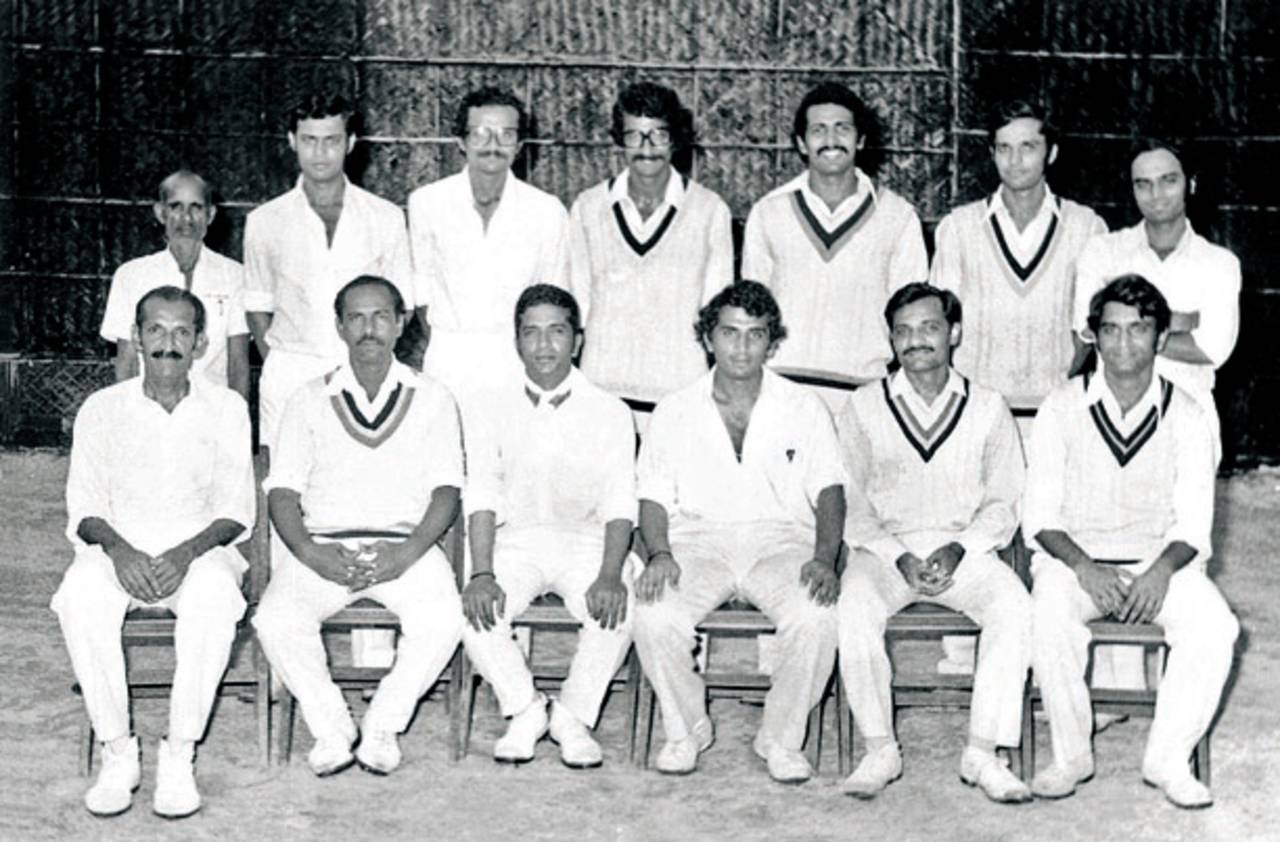 Dadar Union after one of their many Kanga wins in the seventies. Paranjape,
the captain, seated third from left is next to Gavaskar
