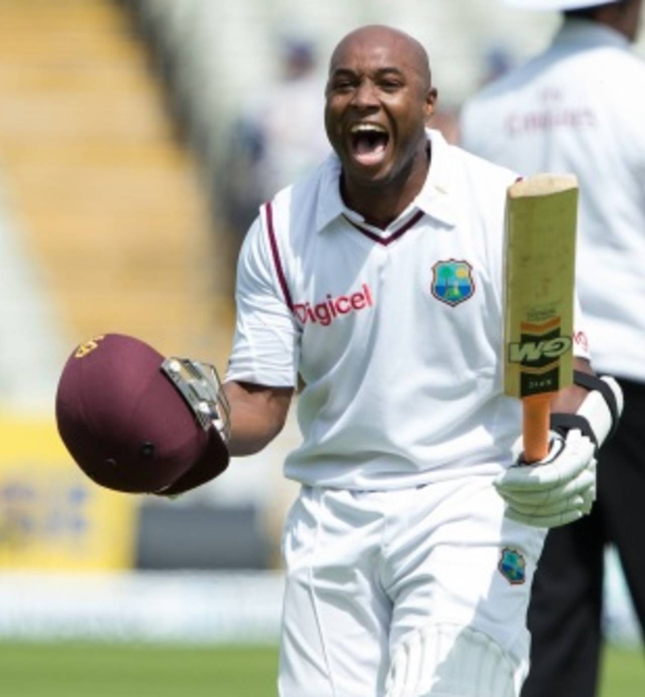 West Indies' No. 11 Tino Best celebrates his maiden fifty, England v West Indies, 3rd Test, Edgbaston, 4th day, June 10, 2012