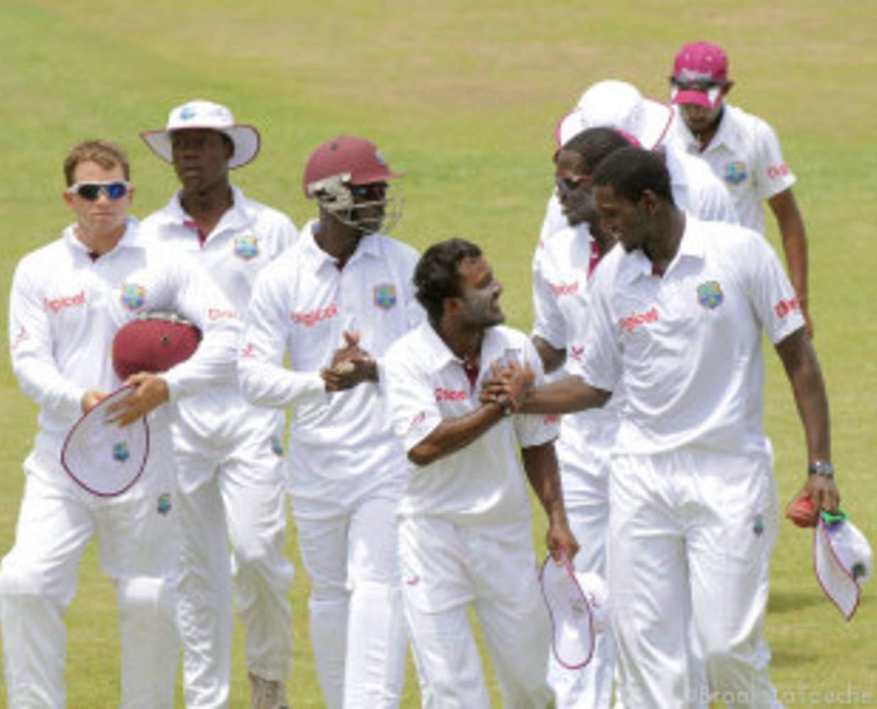 Veerasammy Permaul and Delorn Johnson shared all ten wickets, West Indies A v India A, 2nd unofficial Test, St Vincent, 4th day, June 12, 2012