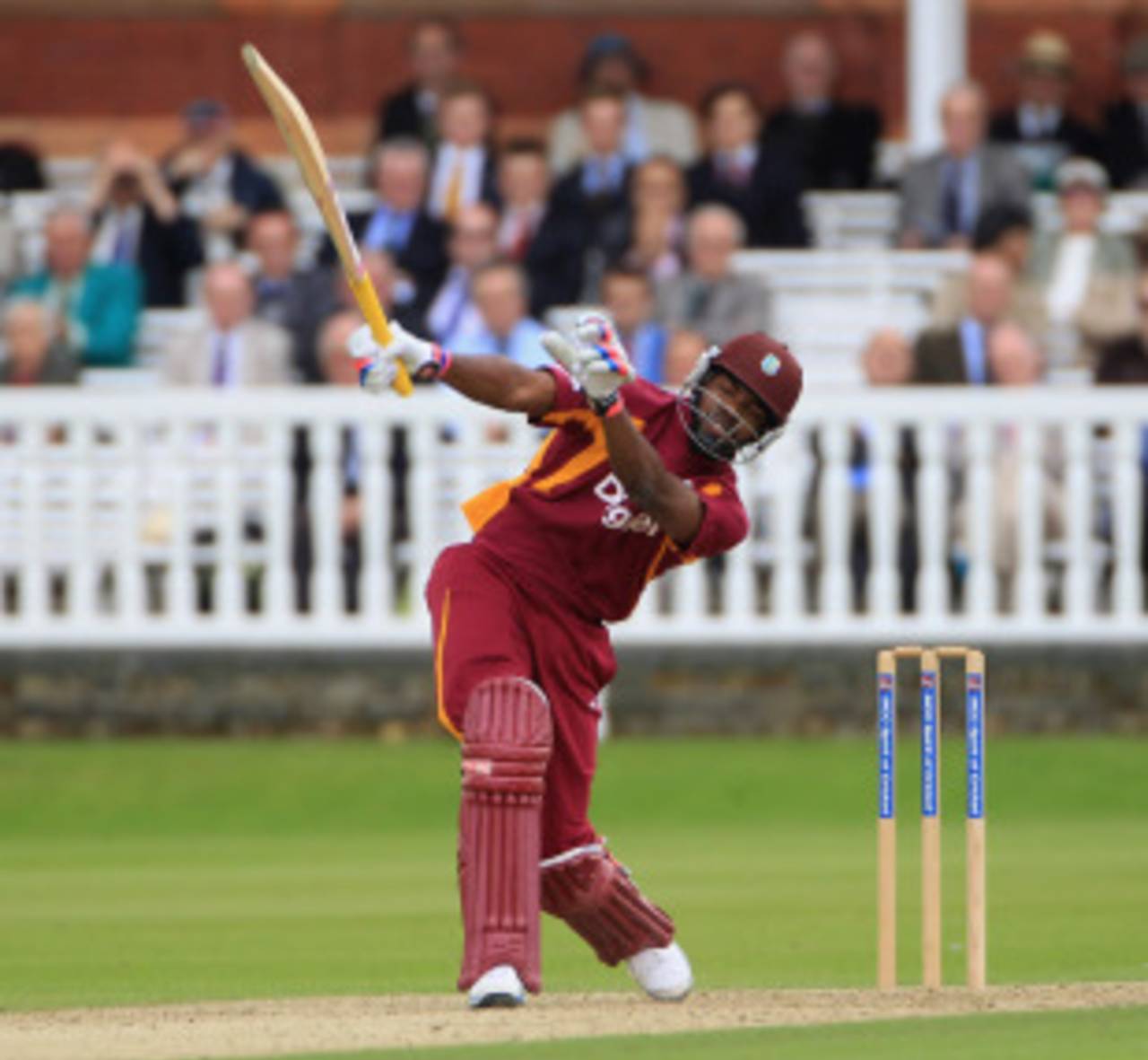 Darren Bravo goes one-handed during his hundred, Middlesex v West Indians, Tour match, Lord's, June 13, 2012
