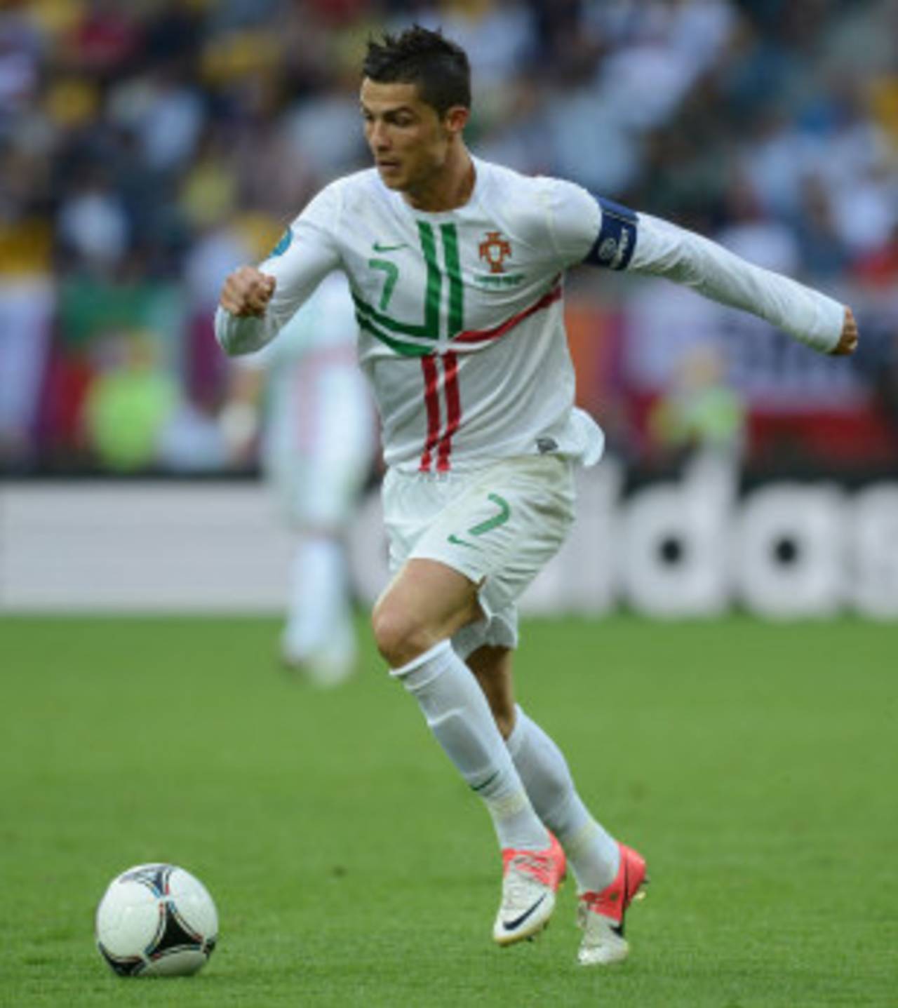 Cristiano Ronaldo runs with the ball, Denmark v Portugal, Euro, Lviv, June 13, 2012