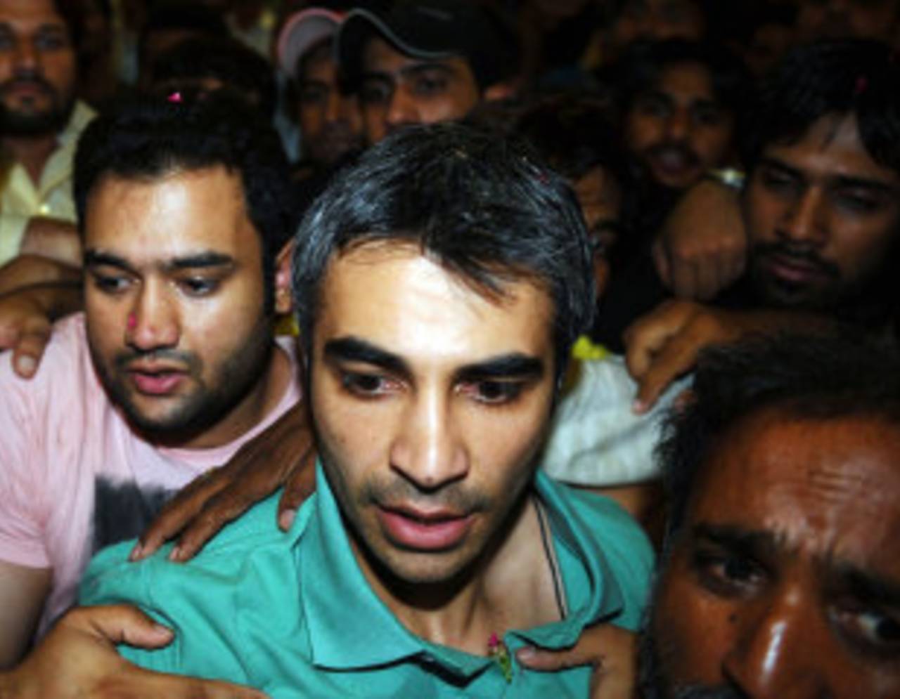 Salman Butt at Lahore airport after his release from jail, June 22, 2012
