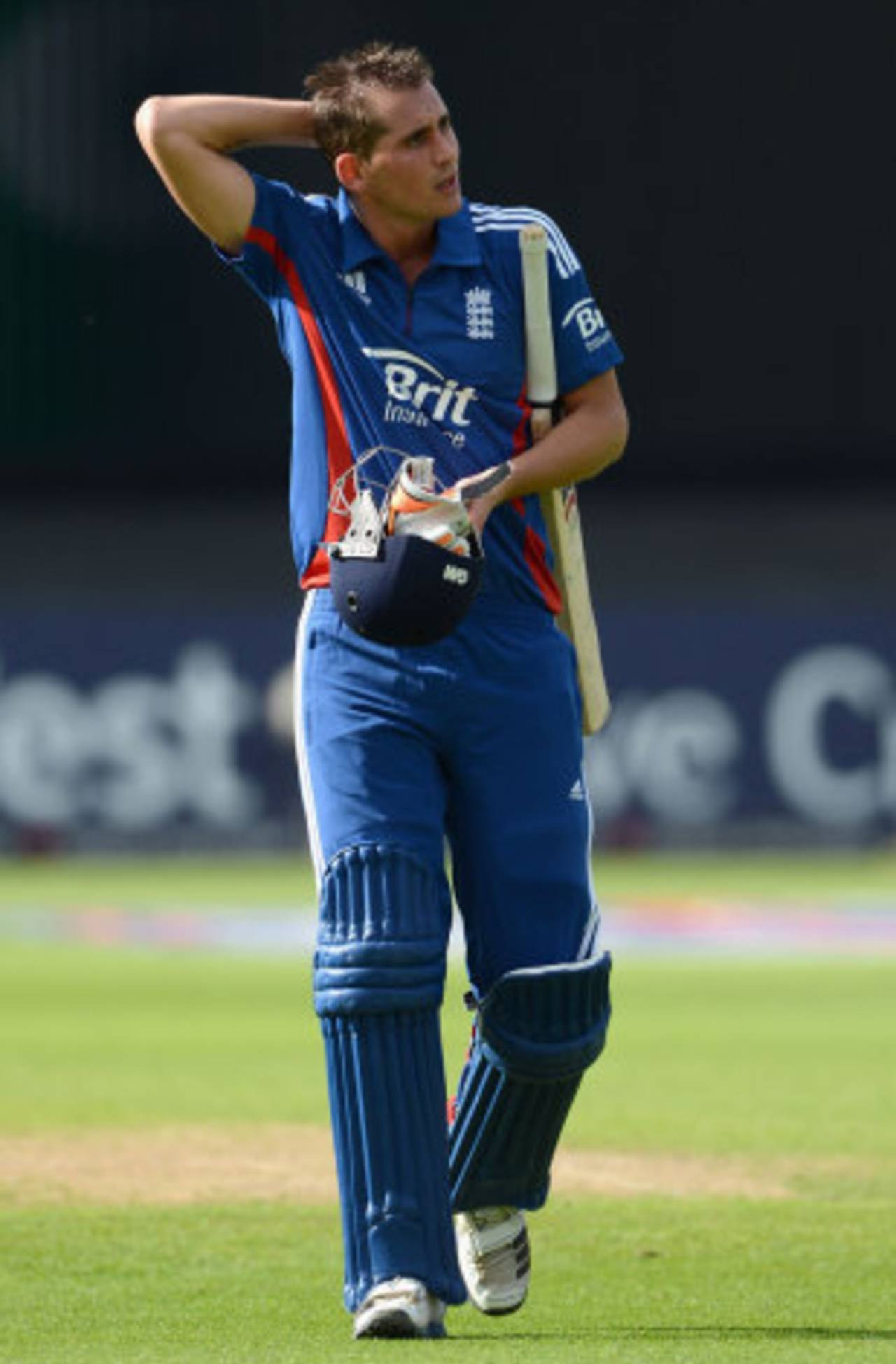Alex Hales leaves the field after a matchwinning contribution, England v West Indies, T20I, Trent Bridge, June, 24, 2012