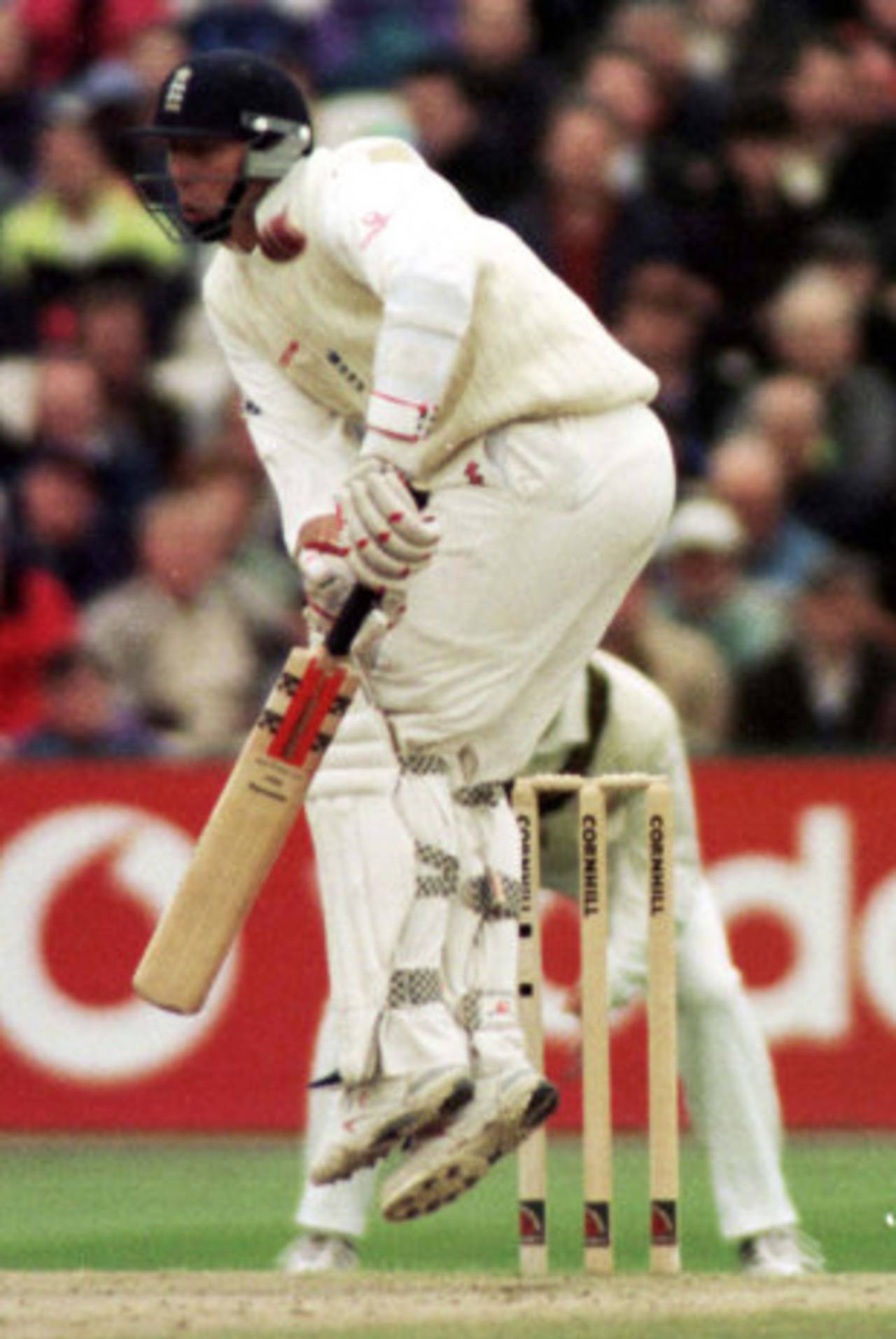 Mike Atherton taking a blow to his shoulder from Allan Donald&nbsp;&nbsp;&bull;&nbsp;&nbsp;PA Photos