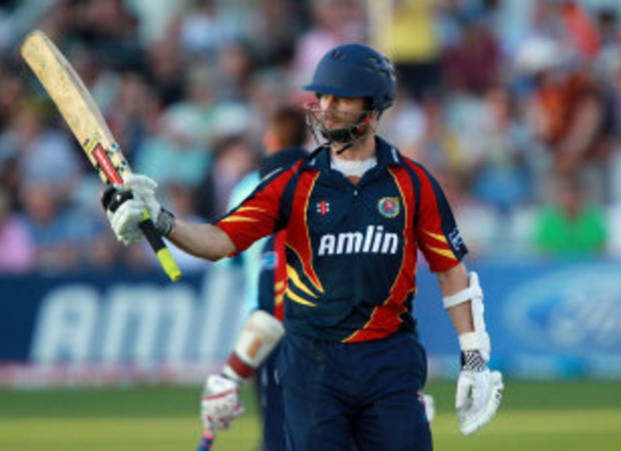 James Foster acknowledges his half-century, Essex v Sussex, FLt20 South Group, June 28, 2012