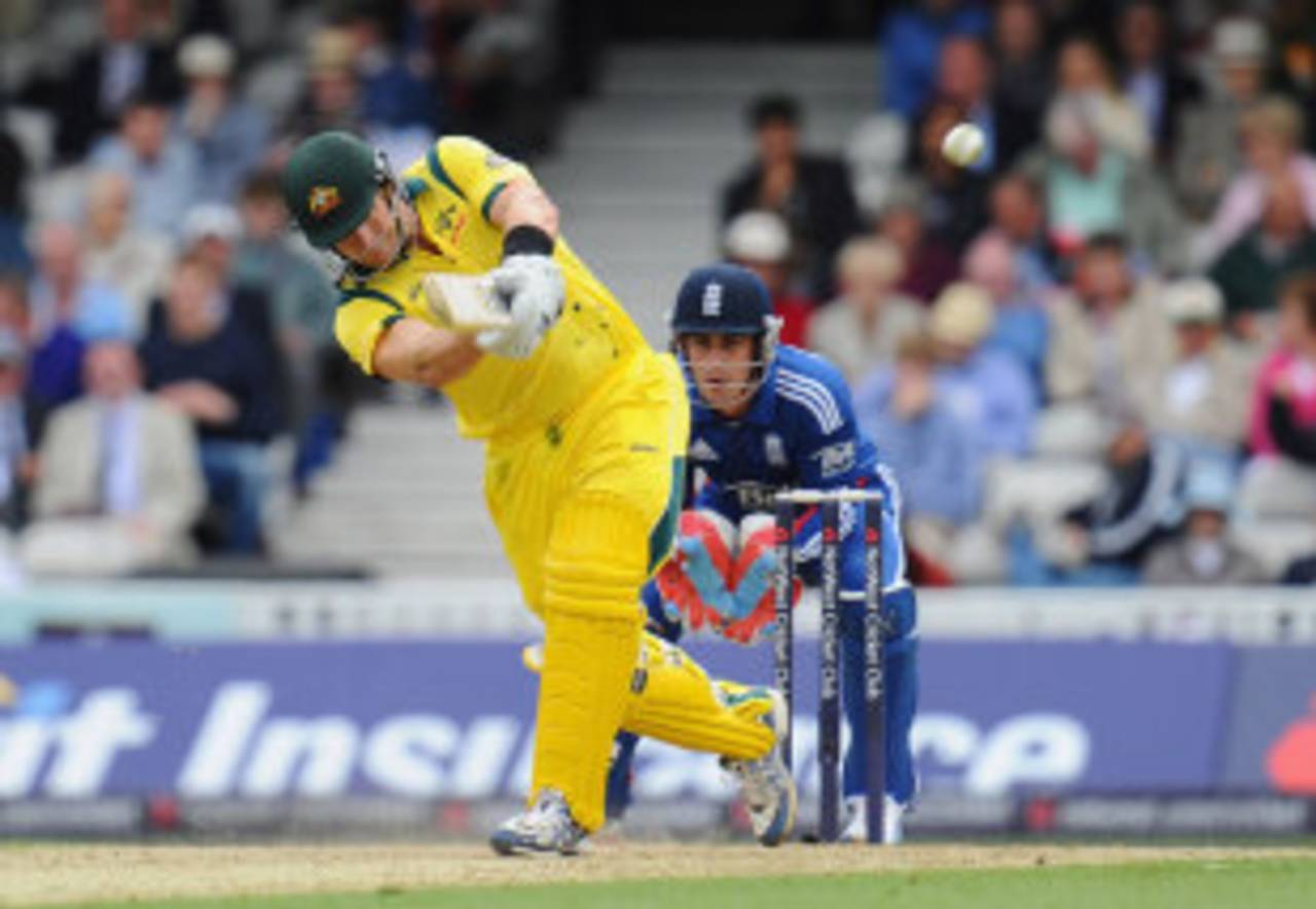 After reaching his half-century from 50 balls, Shane Watson became increasingly frustrated before holing out&nbsp;&nbsp;&bull;&nbsp;&nbsp;Getty Images