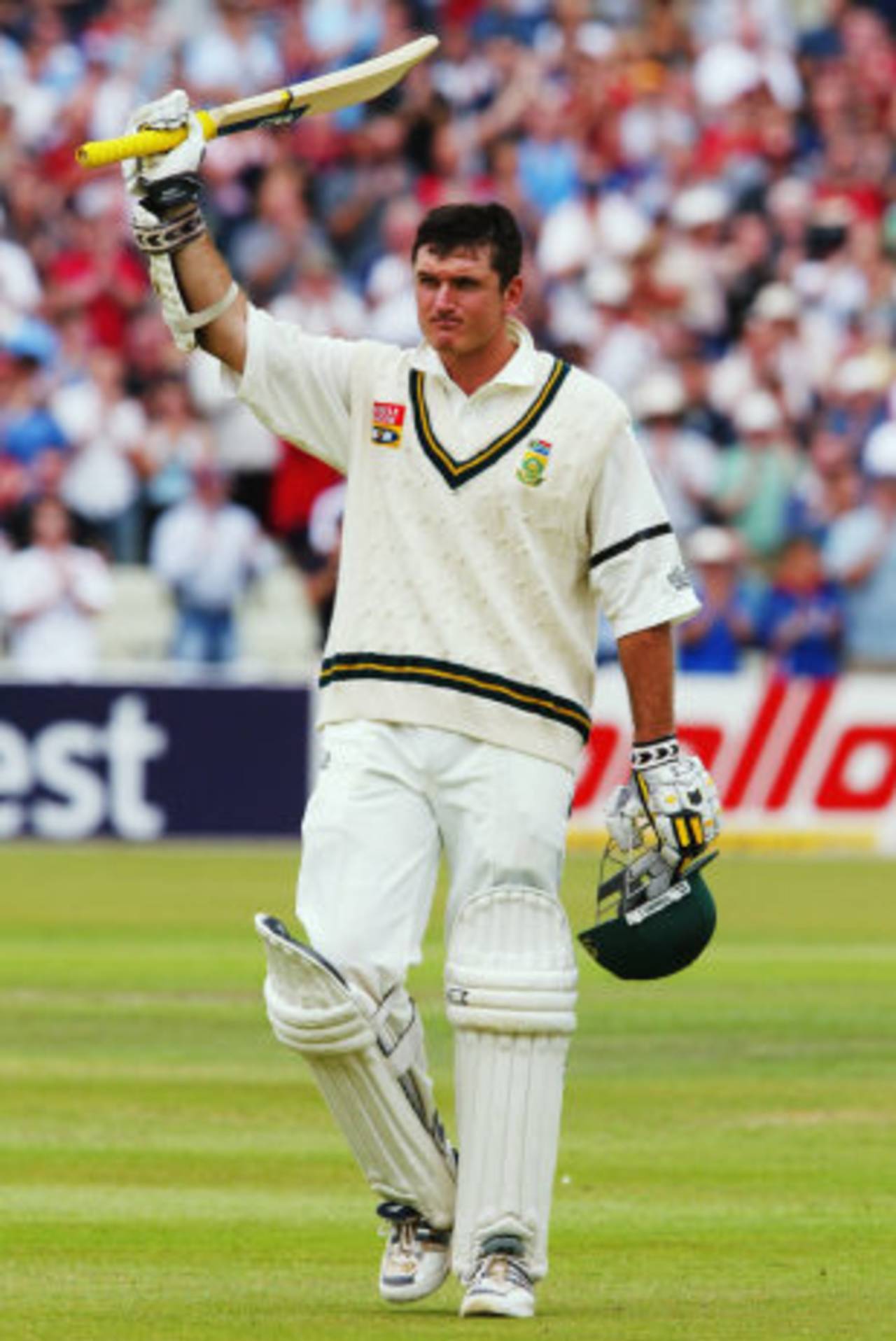 Graeme Smith acknowledges the crowd after his dismissal for 277, day three, England v South Africa, first Test, Birmingham, July 26, 2003