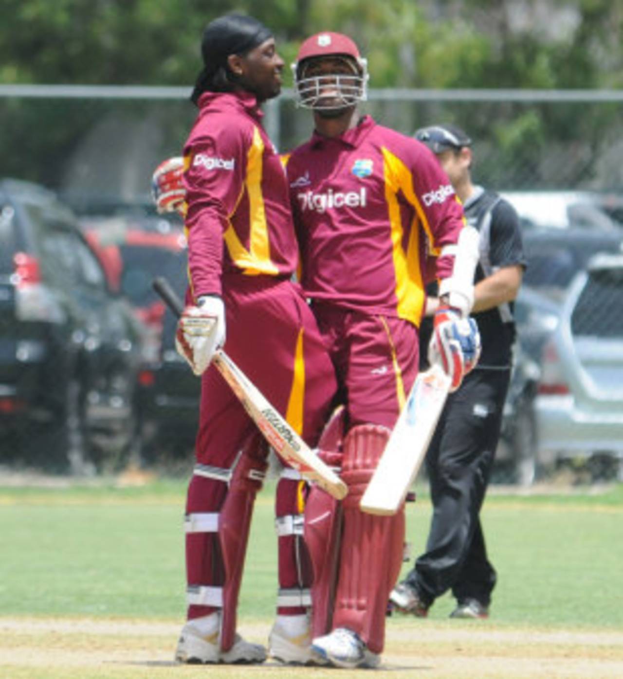 Chris Gayle and Marlon Samuels, the two centurions, West Indies v New Zealand, 2nd ODI, Kingston, July 7, 2012