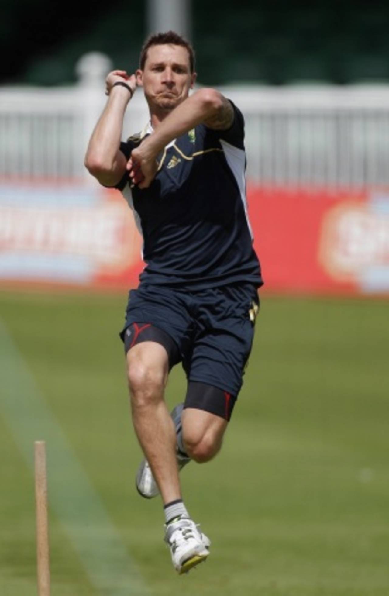 Dale Steyn limbers up in the nets at Canterbury ahead of the first Test&nbsp;&nbsp;&bull;&nbsp;&nbsp;Getty Images
