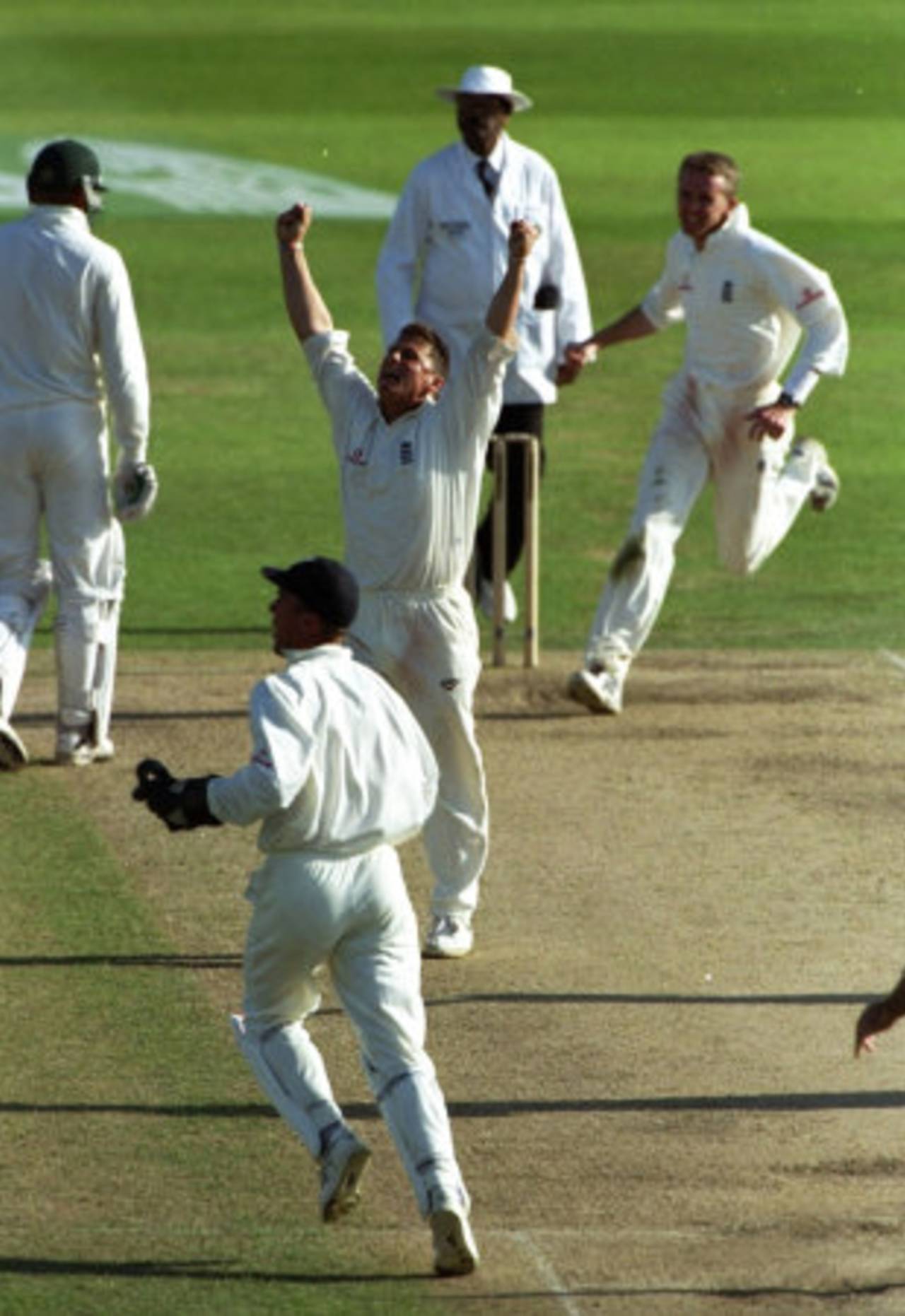 Darren Gough celebrates the crucial wicket of Jonty Rhodes&nbsp;&nbsp;&bull;&nbsp;&nbsp;Getty Images