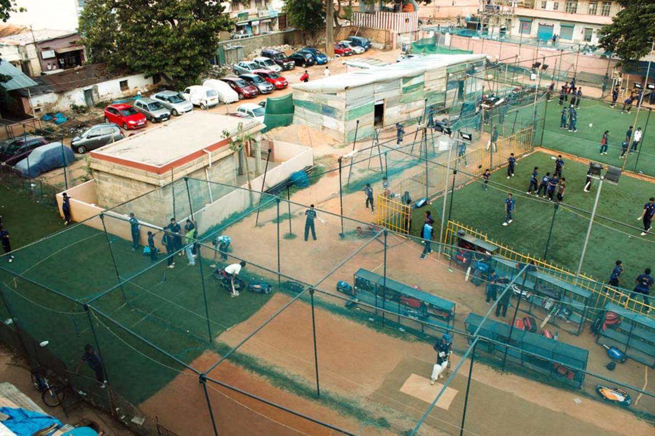An aerial view of the Karnataka Institute of Cricket Academy  [KIOC]  on Commercial Street, Bangalore