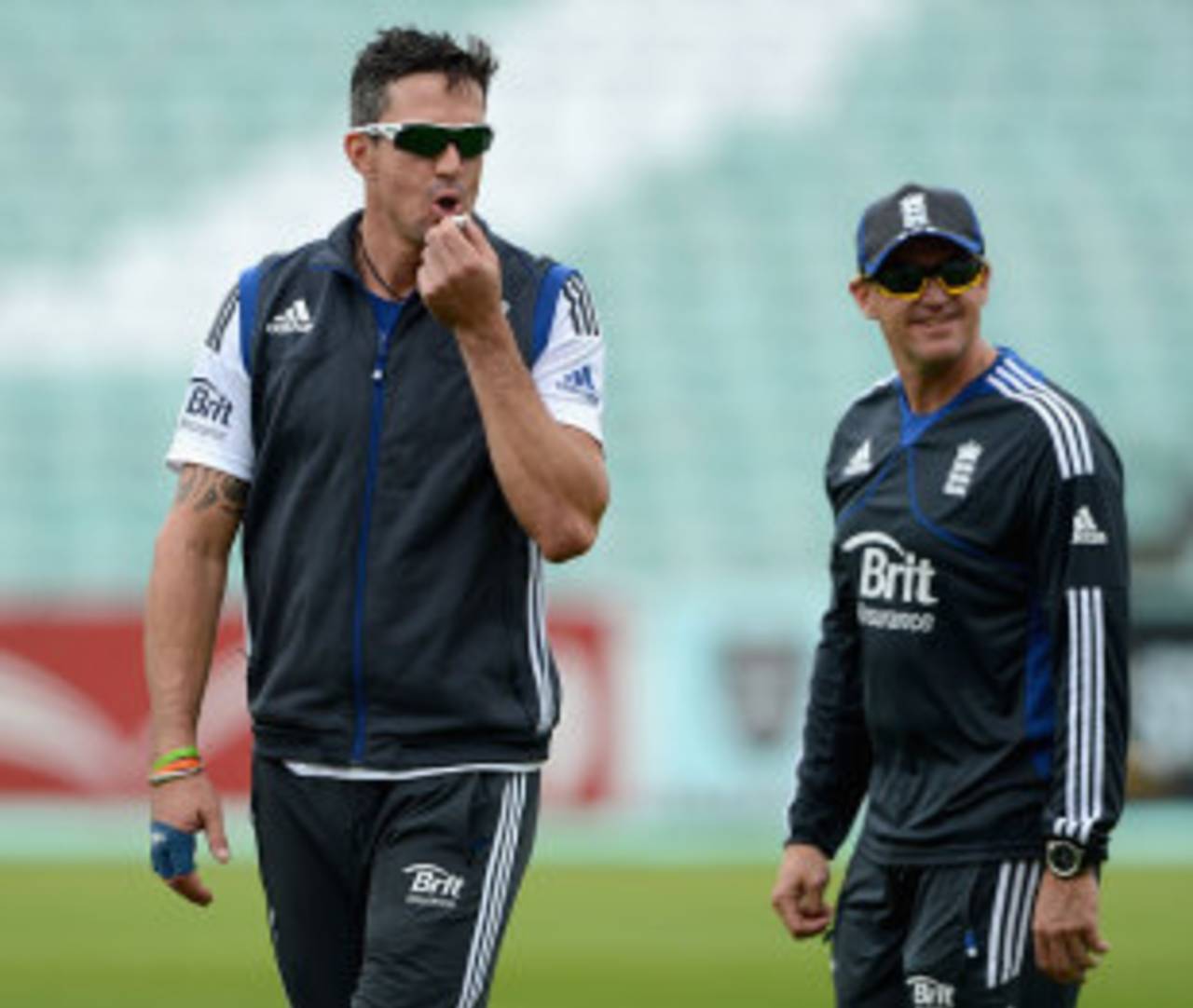 Kevin Pietersen and Andy Flower during England training, The Oval, July 17, 2012