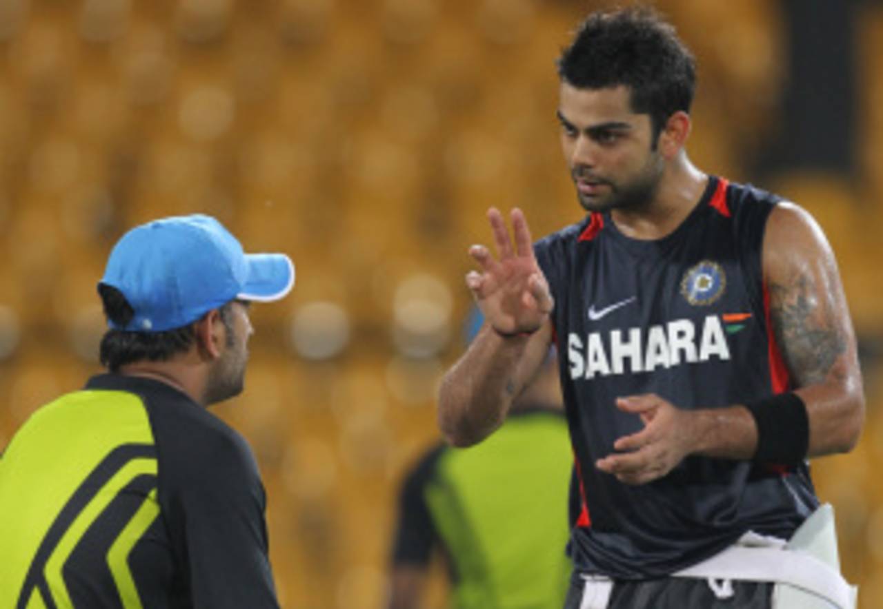 Virat Kohli at practice with MS Dhoni, Colombo, July 27, 2012