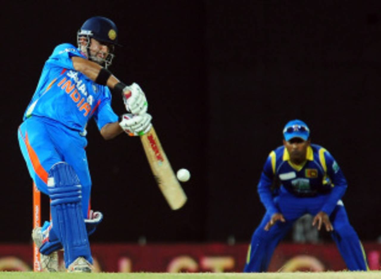 Gautam Gambhir hits through the off side, Sri Lanka v India, 3rd ODI, Colombo, July 28, 2012