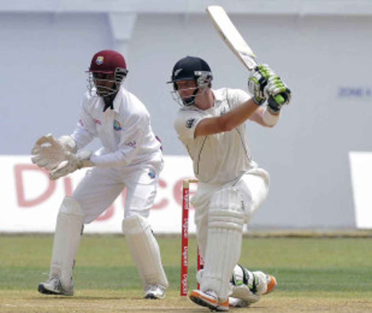 Martin Guptill drives through the covers, West Indies v New Zealand, 2nd Test, Jamaica, 1st day, August 2, 2012