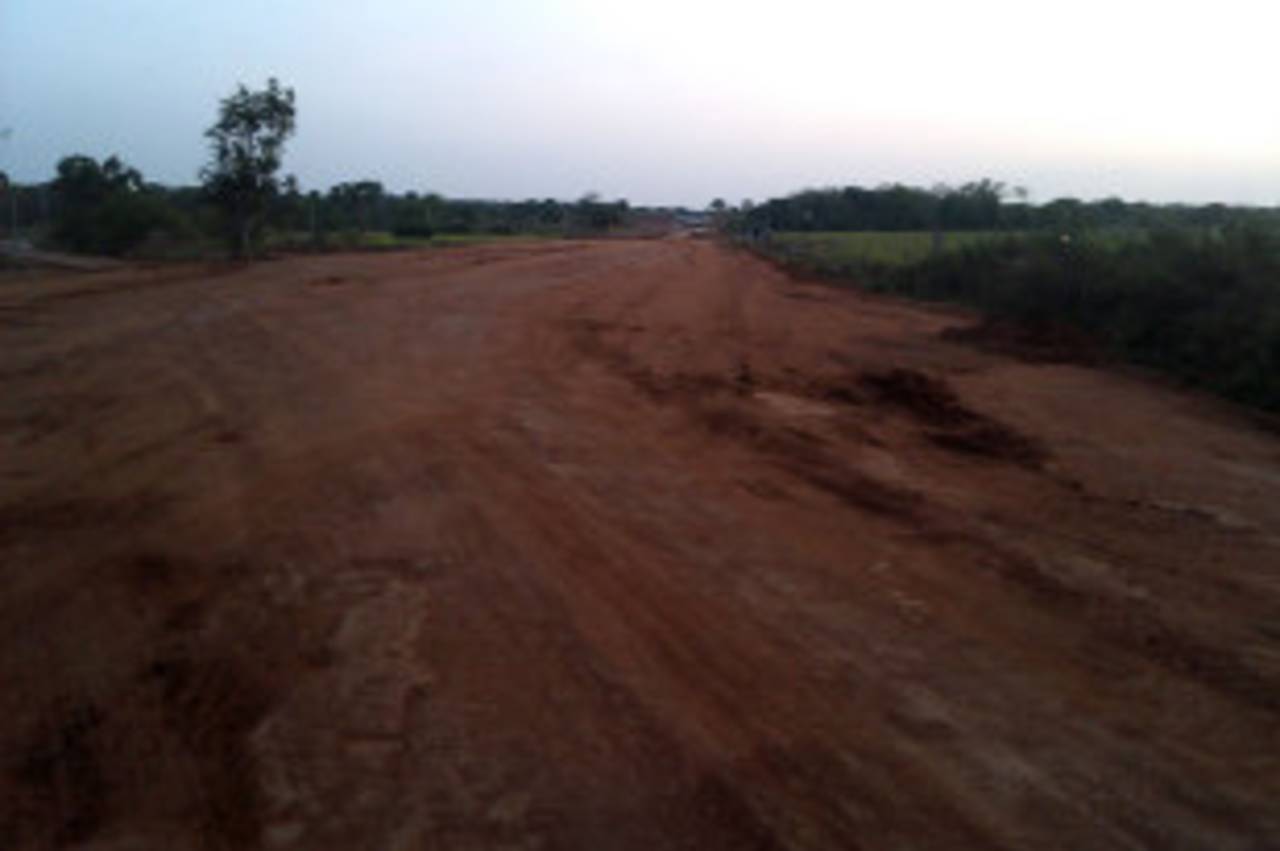 Under-construction road leading to the Mahinda Rajapaksa International Cricket Stadium, Hambantota, August 4, 2012