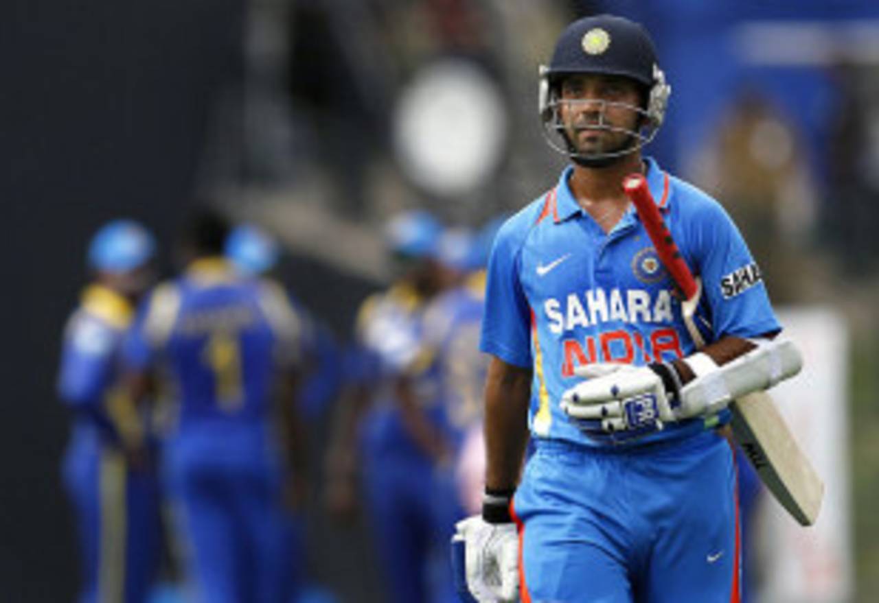 Ajinkya Rahane was out cheaply, Sri Lanka v India, 5th ODI, Pallekele, August 4, 2012