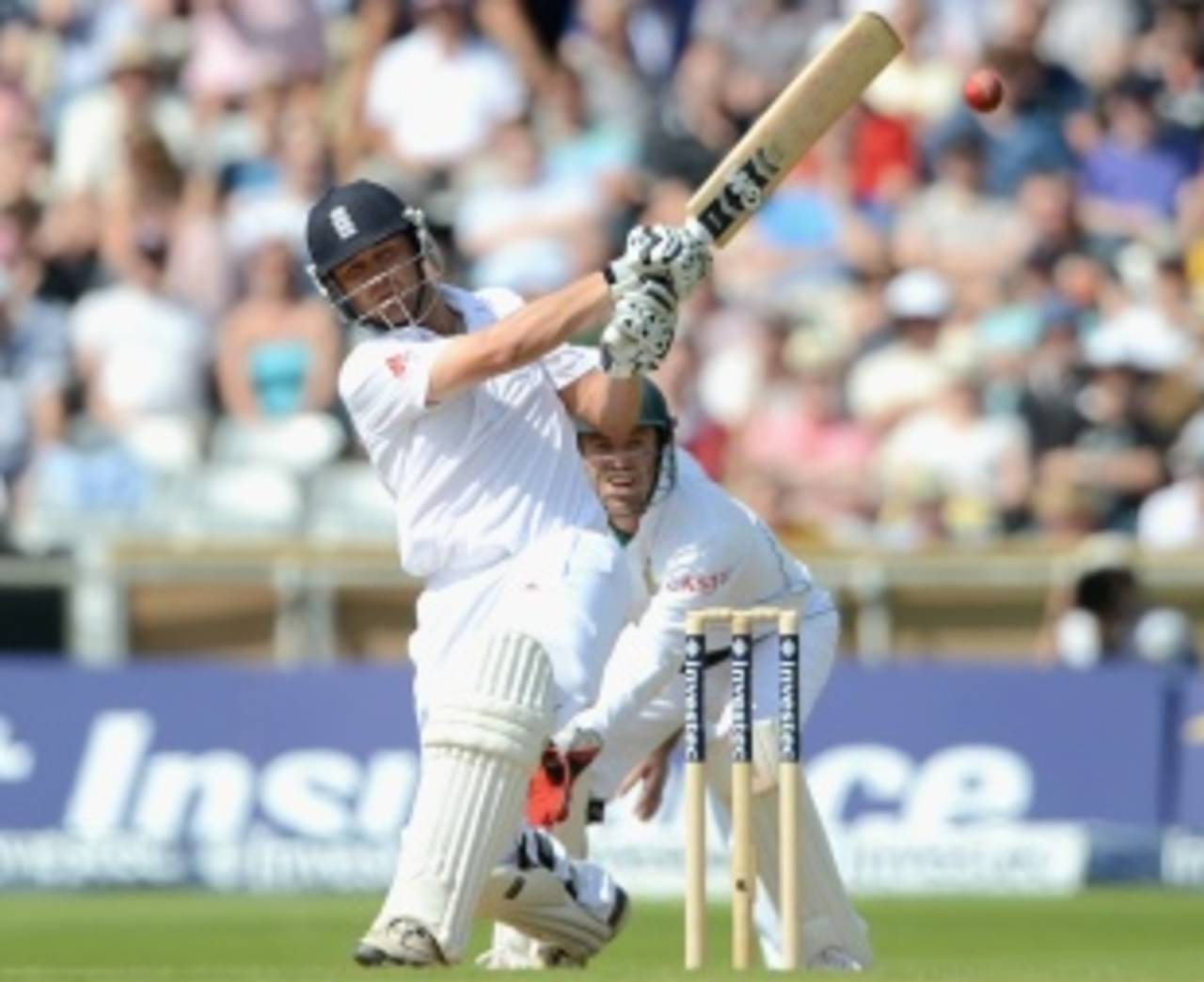 Jonathan Trott hits Imran Tahir to the boundary, England v South Africa, 2nd Investec Test, Headingley, 3rd day, August 4, 2012