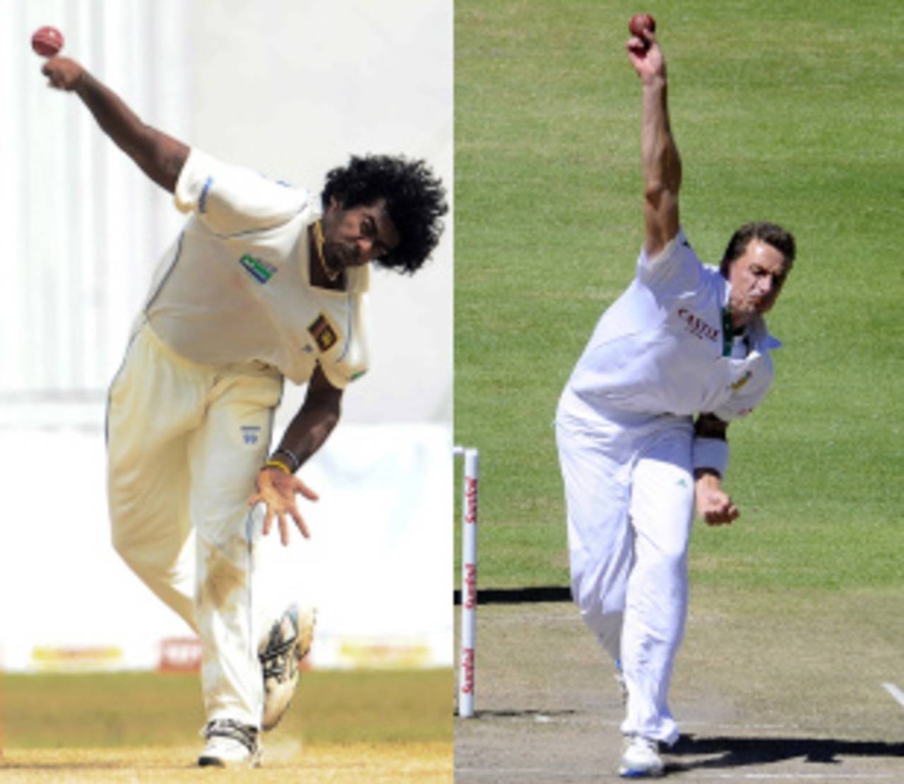 Composite: Bowling actions of Lasith Malinga and Dale Steyn