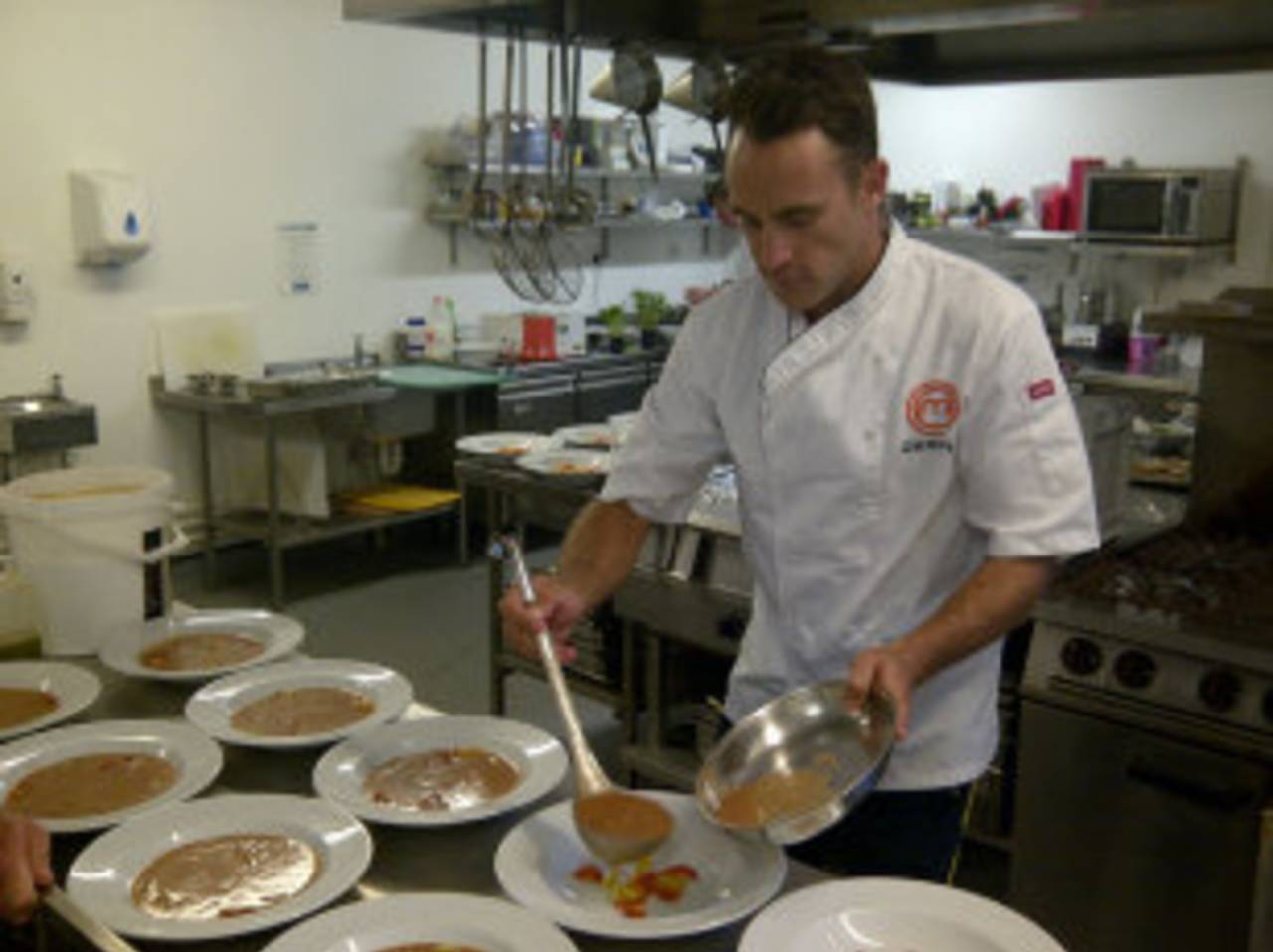 Faf du Plessis plates up for Masterchef's Deena Naidoo, Derbyshire County Cricket Club, Derby, August 10, 2012