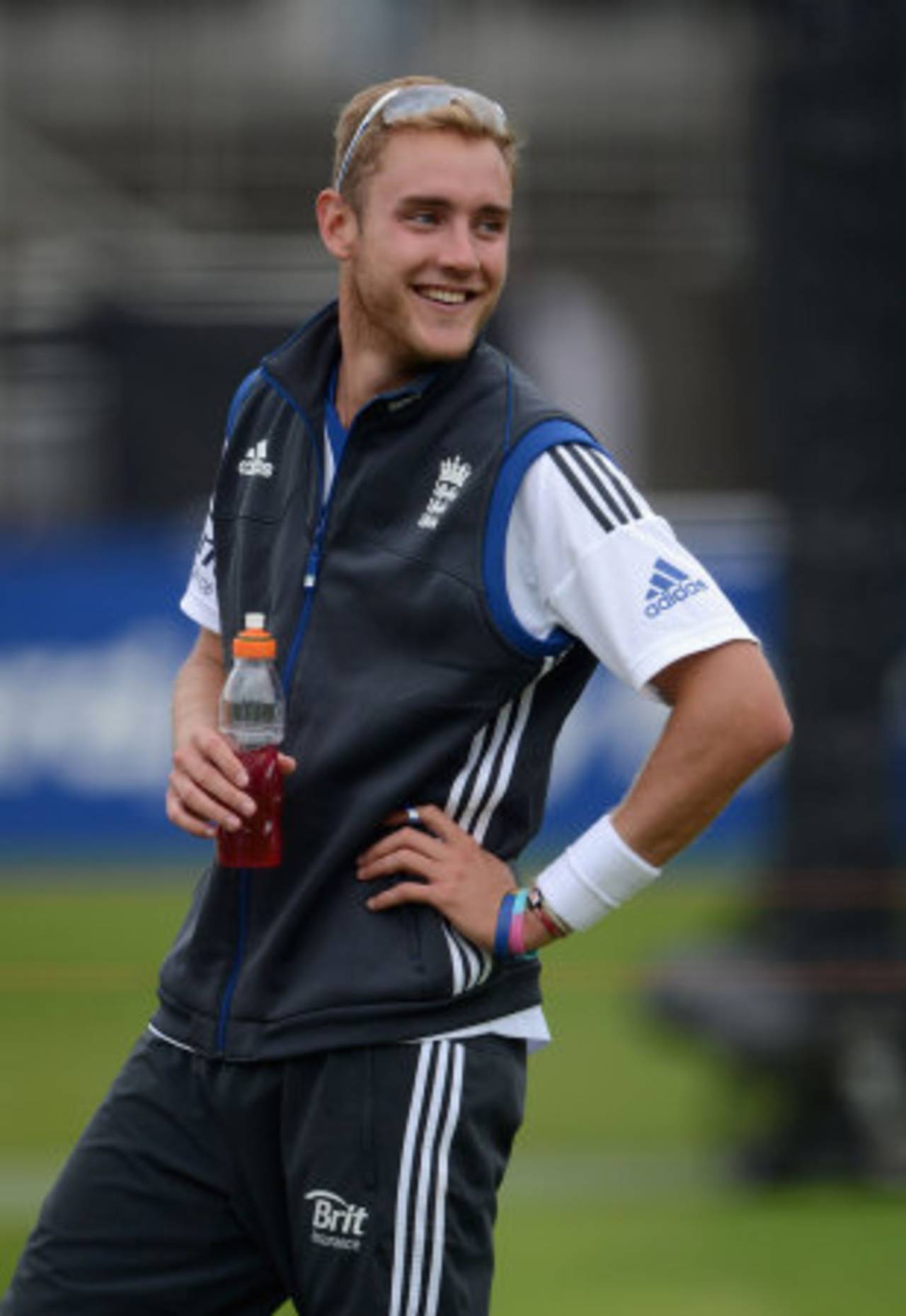 Stuart Broad was all smiles having shrugged off his involvement in the Kevin Pietersen twitter parody account, Lord's, August, 15, 2012