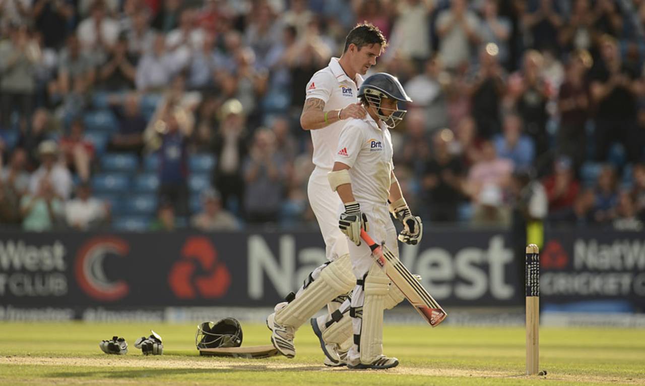 Kevin Pietersen with James Taylor, England v South Africa, 2nd Test, Headingley, August 4, 2012