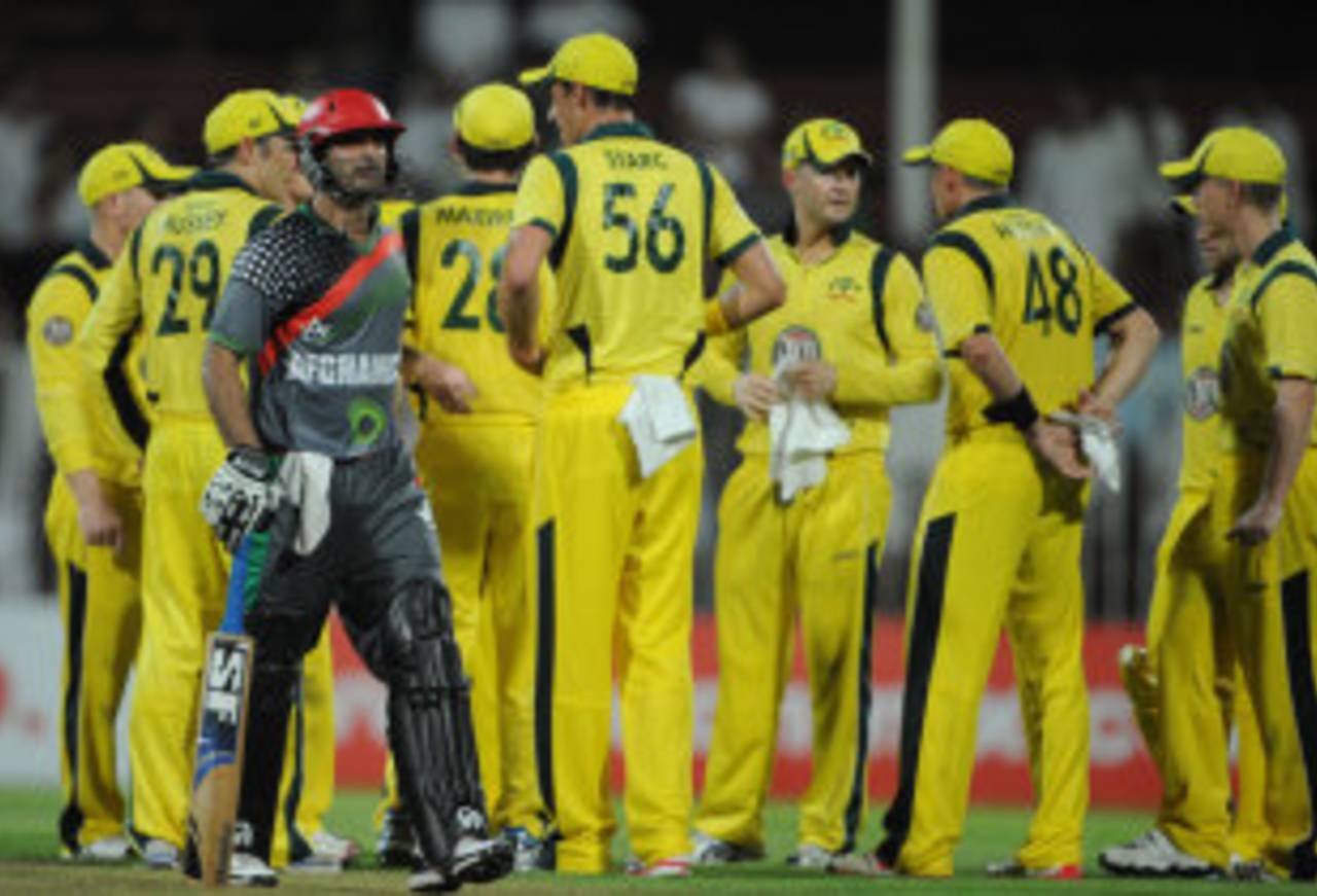 Asghar Stanikzai's dismissal ended Afghanistan's hopes of a famous upset, Afghanistan v Australia, only ODI, Sharjah, August 25, 2012 