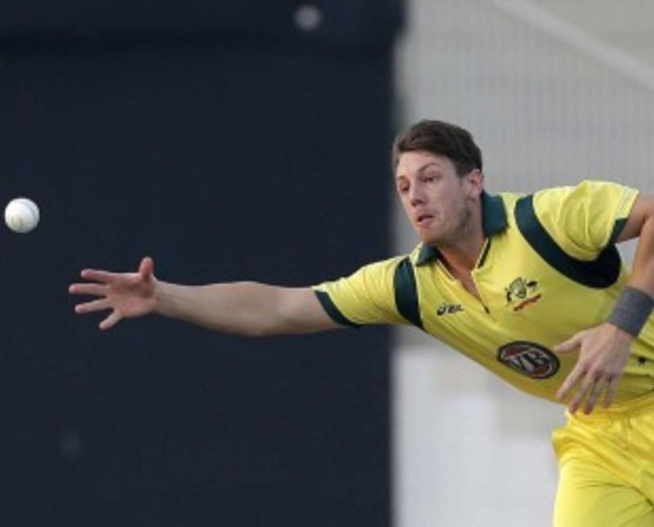 James Pattinson dives for the ball, Pakistan v Australia, 3rd ODI, Sharjah, September 3, 2012