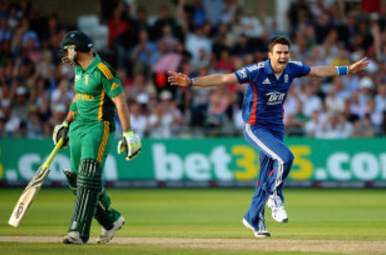 James Anderson celebrates his dismissal of Dean Elgar, England v South Africa, 5th NatWest ODI, Trent Bridge, September, 5, 2012