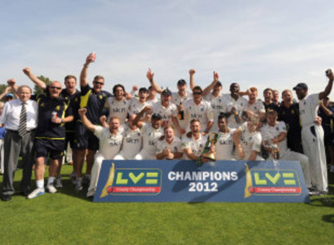 Warwickshire's players and staff celebrate winning the 2012 Championship title&nbsp;&nbsp;&bull;&nbsp;&nbsp;PA Photos
