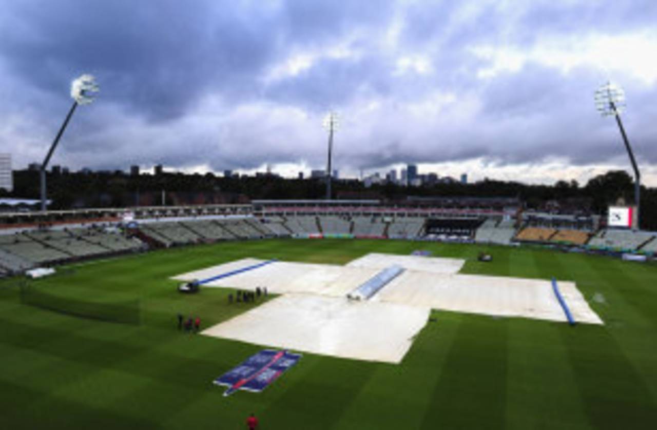 Rain in Birmingham delayed the start of the match, England v South Africa, 3rd T20 international, Edgbaston, September 12, 2012
