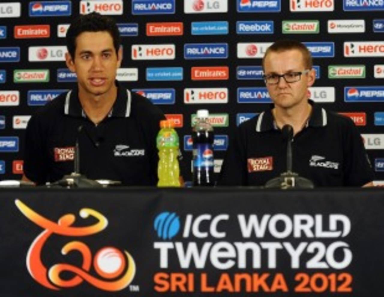 Ross Taylor and Mike Hesson, New Zealand's captain and coach, at a press conference, Colombo, World Twenty20 2012, September 13, 2012