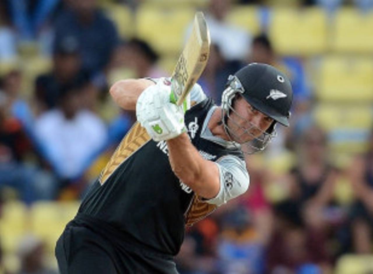 James Franklin drives through the off side, England v New Zealand, World Twenty20, Super Eights, Pallekele, September 29, 2012