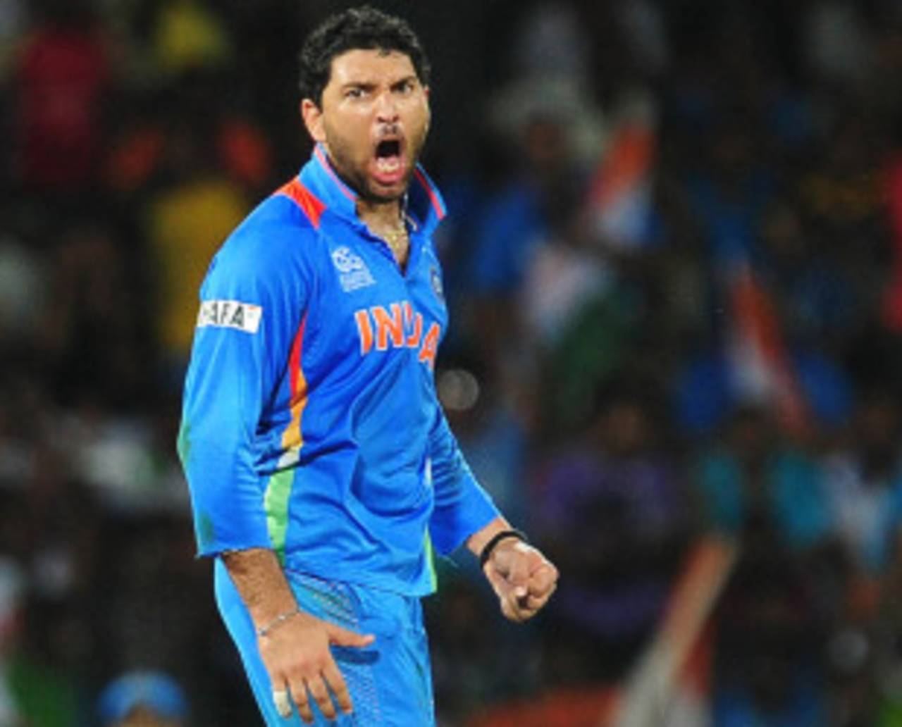 Yuvraj Singh reacts after taking a wicket, India v Pakistan, Super Eights, World Twenty20, Colombo, September 30, 2012