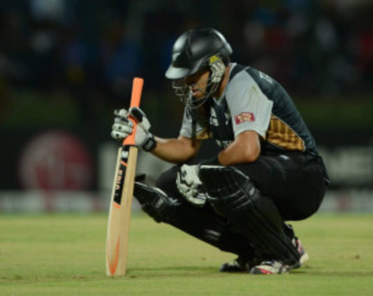 Ross Taylor was distraught after losing a second game, against West Indies, in the Super Over&nbsp;&nbsp;&bull;&nbsp;&nbsp;Getty Images