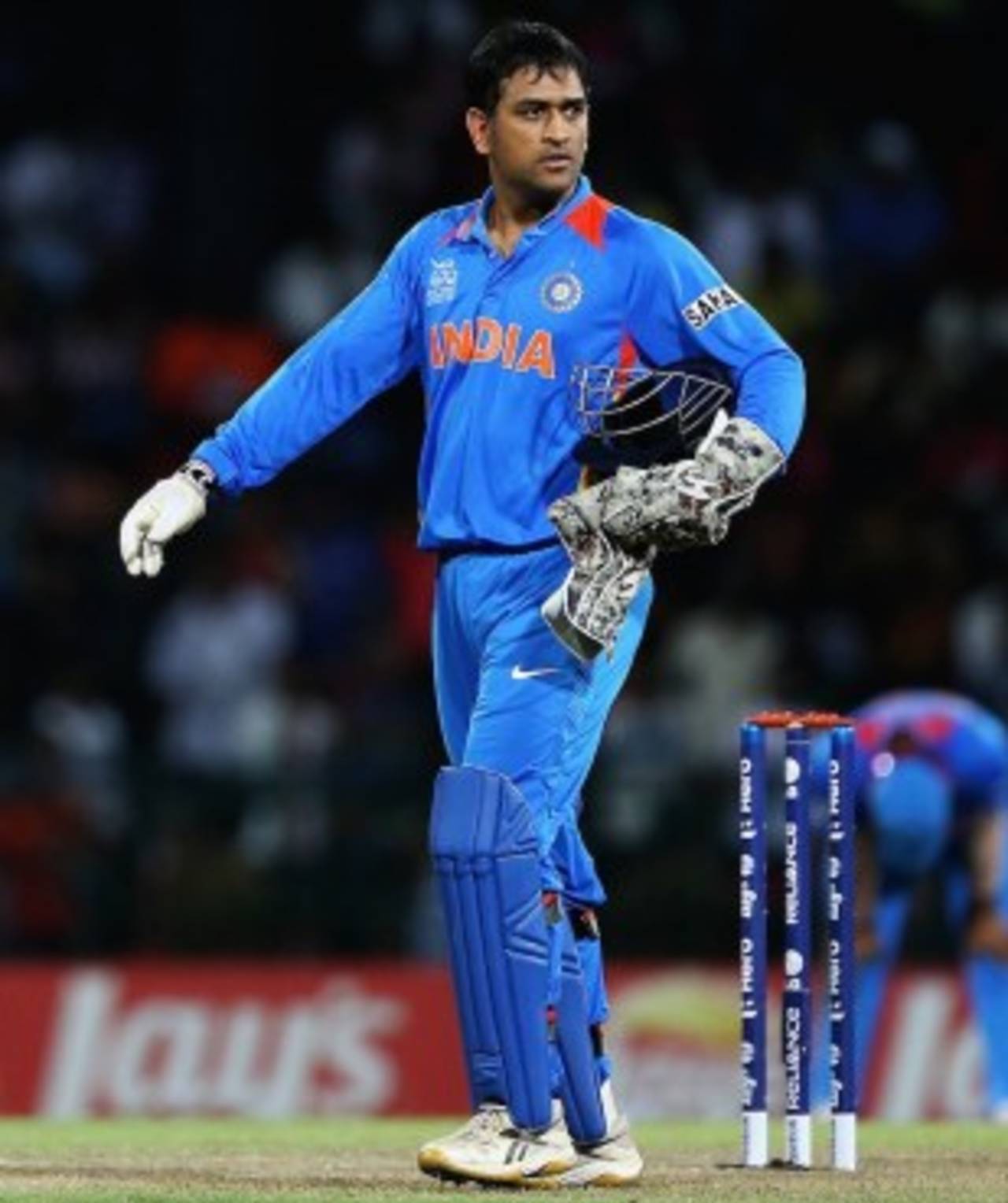 MS Dhoni looks on after India are eliminated, India v South Africa, Super Eights, World Twenty20, Colombo, October 2, 2012