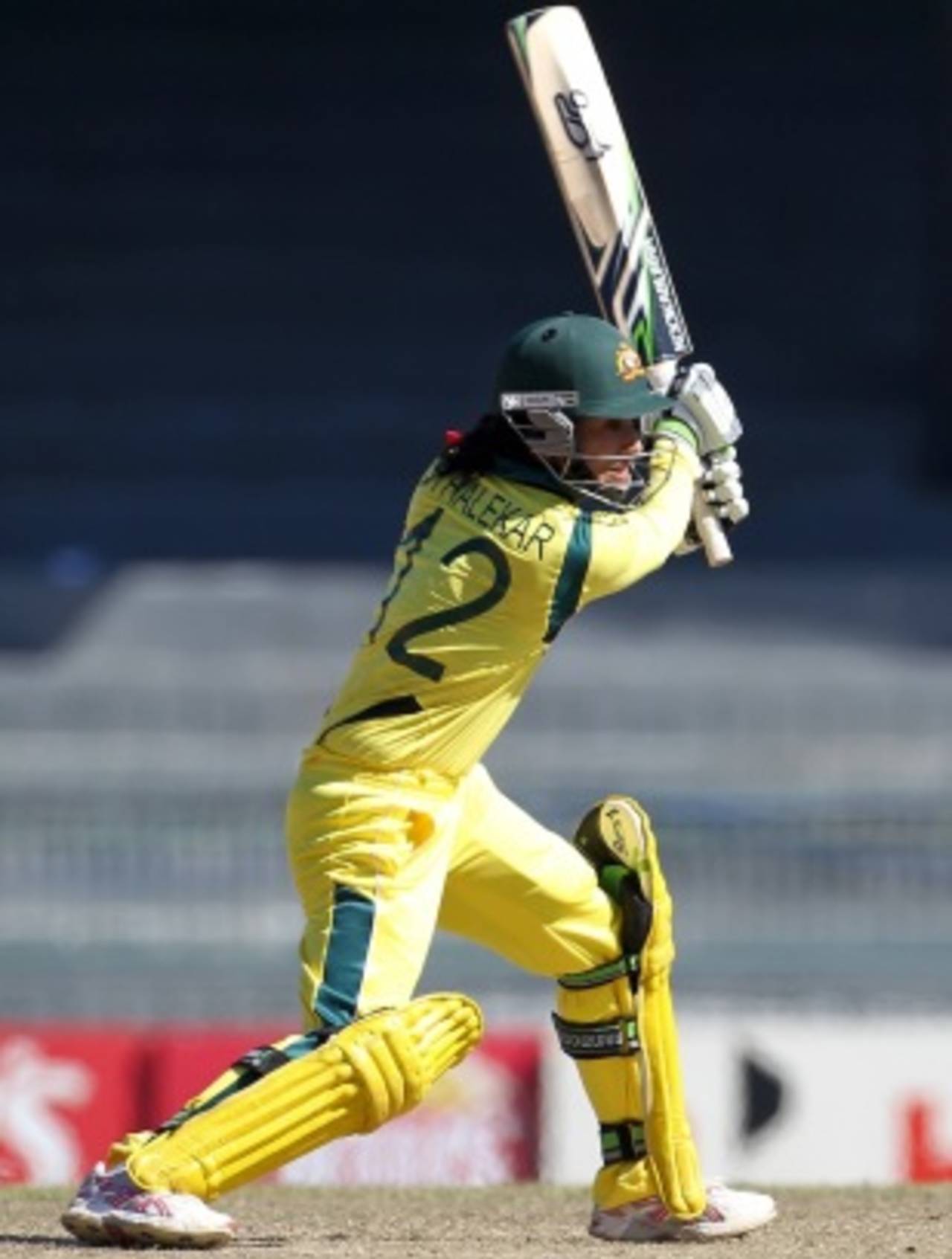 Lisa Sthalekar plays an off-drive, Australia v West Indies, 2nd semi-final, Women's World T20, Colombo, October 5, 2012