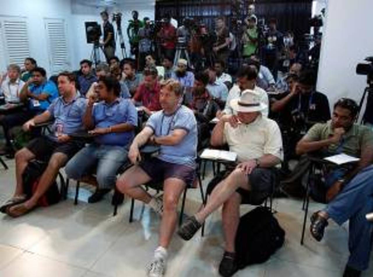 The media at the pre-match press conference in Colombo, Colombo, October 6, 2012